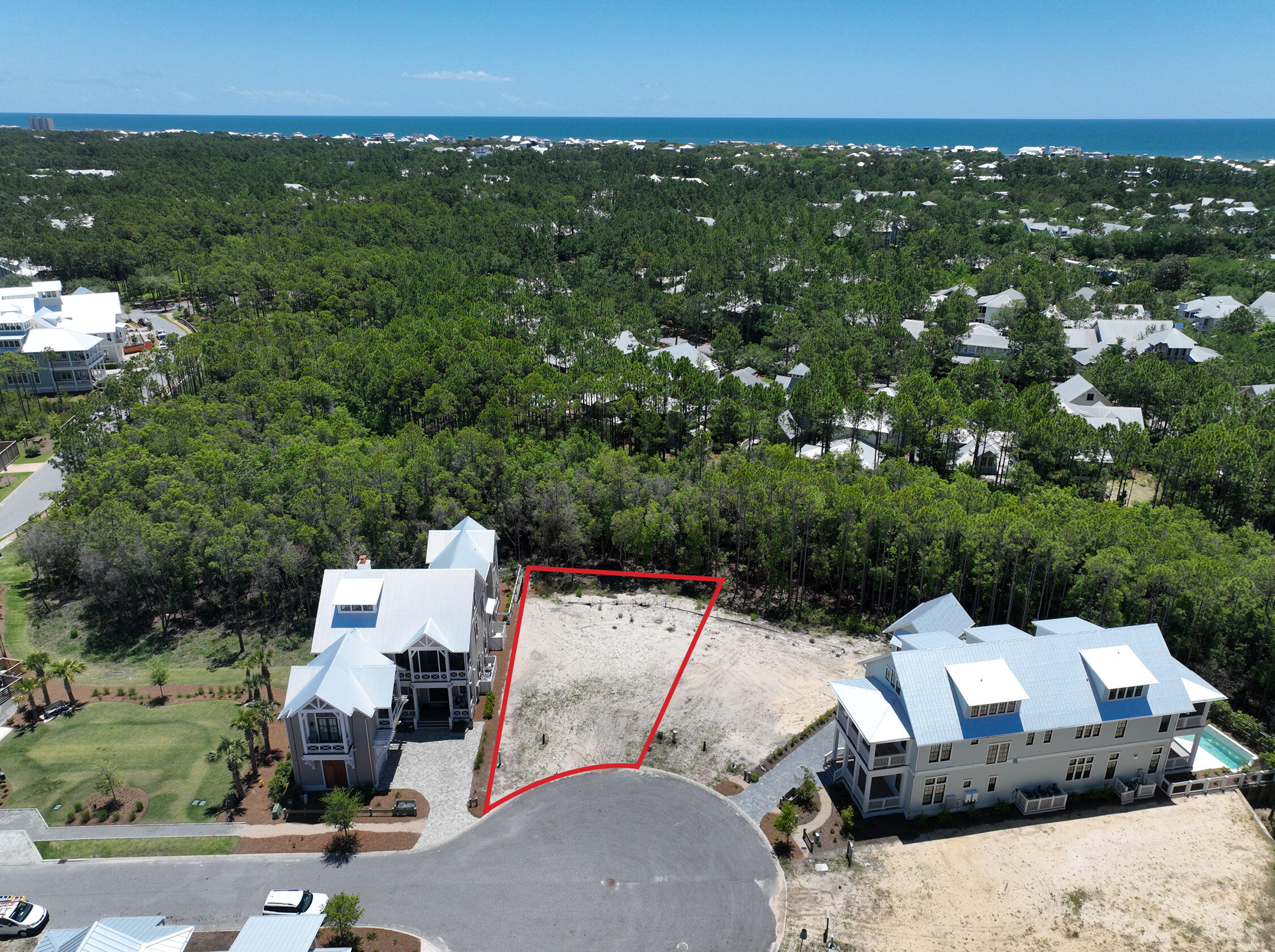 Under contract with a 72 hour kick out clause.
Beautiful Phase 5 homesite in Watercolor. The newest section of Watercolor is  a rental restricted neighborhood with its own pool and access to all of the amazing Watercolor amenities.  This lot backs up to green space and is located on a cul de sac.