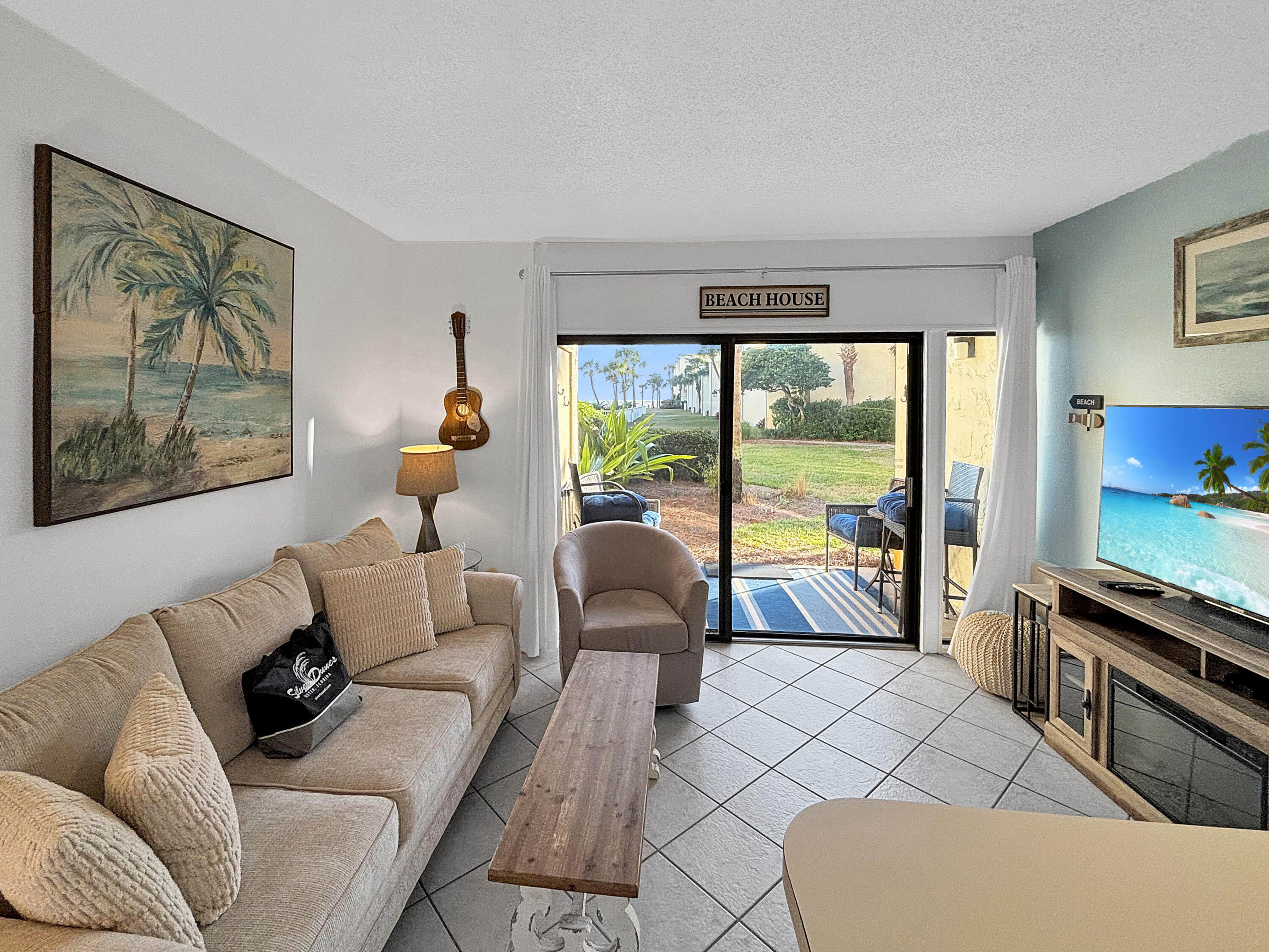 Direct Line Gulf View! Discover the beauty of Destin from this brilliant 1-bedroom condo. With a cozy king bed in the bedroom and a comfy sofa bed in the living room, this phenomenal property is perfect for a small group of guests. Best one bedroom view in the complex! Enjoy the convenience of WiFi, a fully equipped kitchen, comfortable furnishings, and community amenities like deeded beach access, heated swimming pool, tennis courts, shuffleboard, beach bar, game room, and laundry room. Experience the magic of Silver Dunes with our unique grass courtyard that leads you right to the pure white sand and unforgettable beaches! 343 feet of deeded beach access PLUS an extra 319 feet of leased neighboring private beach allows for ample beach space for this low density 98 unit complex, ensuring you get a front row beach chair. That is an amenity high rise complexes can not offer! This unit also comes with tons of storage with a beach locker and outdoor storage room at the patio! Walk along the beach to The BackPorch Restaurant; or across the street to Chick-fil-a, Shakes Ice cream, Waffle House, Starbucks, and More!
