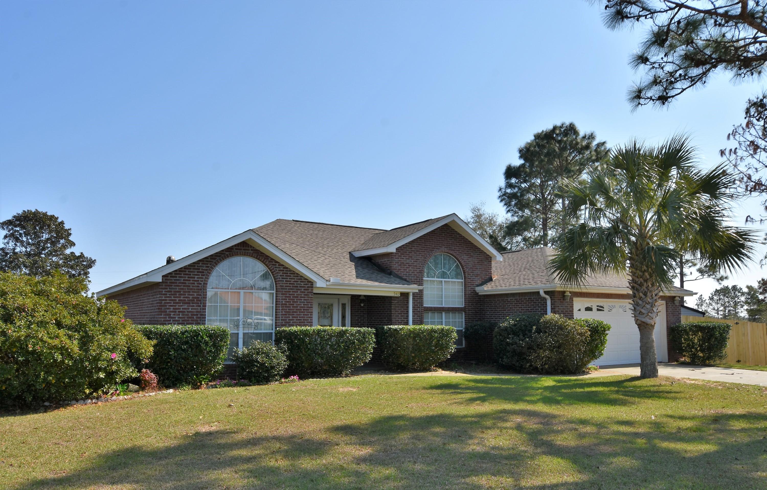 Conveniently located on the south side with access from the 1st traffic light into Crestview, this all brick home has the popular split bedroom design. In addition to paying stamps on deed, a $400 home warranty and title insurance, seller will pay $3,000 toward your closing costs! Extensive use of arches and high ceilings give a stylish look to the expansive Living Room and Formal Dining Room. Master Bedroom Suite has a double tray ceiling, double vanity, garden tub, separate shower, and walk-in closet. Home has all tile flooring except for 2 bedrooms (seller will pay $1,000 toward re-carpeting), a central vacuum system, marble window sills. Expand your living area into the outdoor room, the Screened Porch. Large back yard is privacy fenced and has a work shed. This is a flat, level lot. The front Bedroom has a cathedral ceiling and mirrored closet doors. The back Bedroom has mirrored closet door. SF rounded up from 1798 on County PA's site.