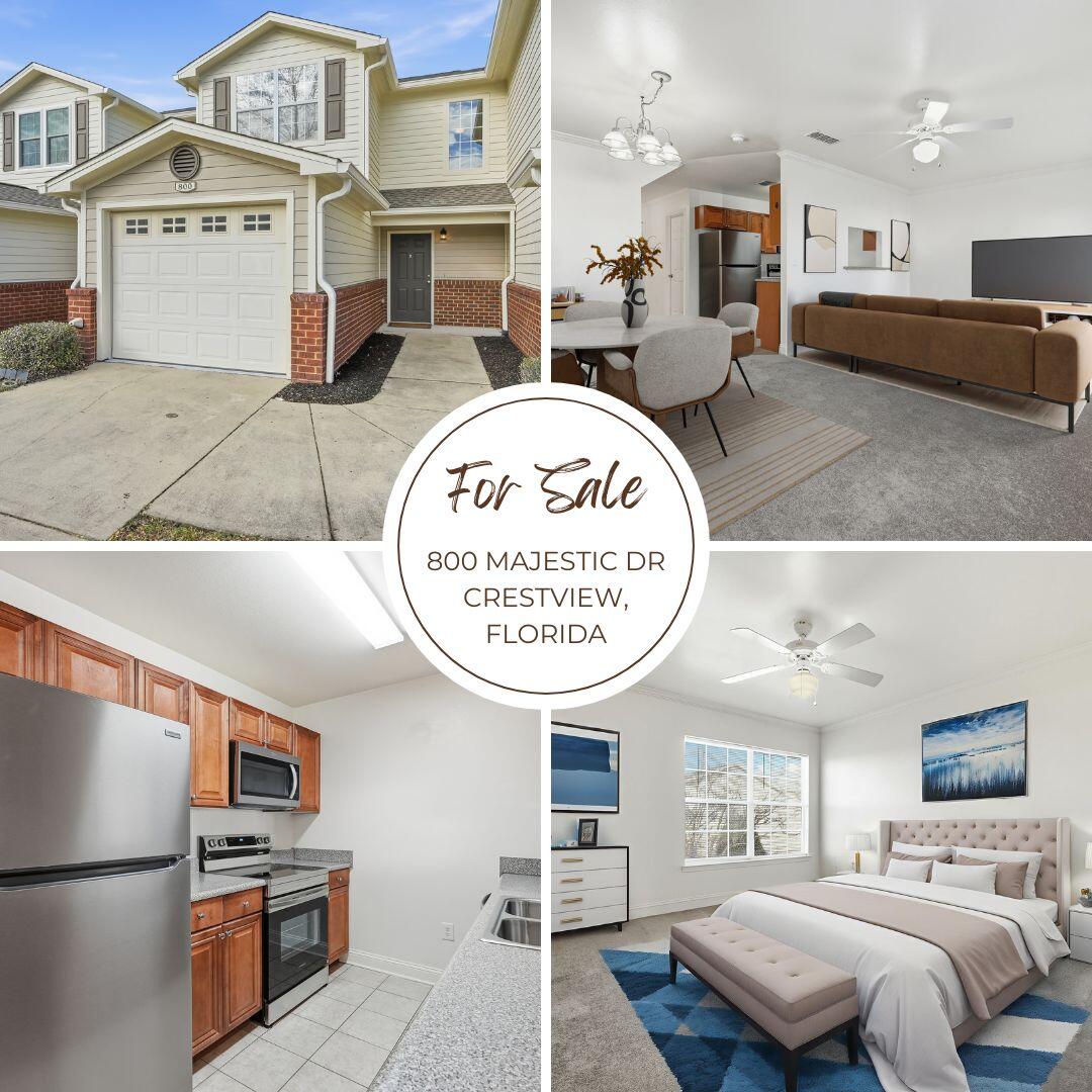 *** LOCATED SOUTH OF I-10 IN CRESTVIEW, FL!!!*** Location-Location-Location! Quick commute to Military Base and Emerald Coast Beaches! Welcome to the beautiful community of Eagle's Landing. This newly updated 2 Bedroom 2.5 Bathroom Townhome boasts two master suites, each with their own private ensuite master bathrooms and large walk-in closets, located on the second floor of the home. The main floor offers a spacious tiled foyer with plenty of room for a nice entry table. The homes spacious galley style kitchen is complete with BRAND NEW stainless steel appliances (refrigerator, smooth top oven/stove, dishwasher, & microwave), plenty of solid wood cabinetry for storage, and wall opening over the sink that connects to the living room. A storage closet under the stairs is located across  from the kitchen and doubles as an excellent pantry. The main floor combined living room and dining room are connected to the kitchen, and offers the perfect setup for entertaining. A French door in the living room takes you to the outdoor patio with vinyl privacy fence panels. This outdoor space is great for relaxing and overlooks the community pool and clubhouse off in the distance. The main floor offers a half bathroom located just off of the foyer for guests. The the back side of the half bathroom serves as the in-door laundry room, and can easily be closed off with the installation of a curtain or partition. The home's single car garage with auto opener offers access to the home's foyer. The Eagle's landing community offers excellent amenities to enjoy such as: MASSIVE Community Pool with lots of tables and chairs for lounging in the Florida sun, Clubhouse, Playground, & Boat & RV Storage, and FULL UPKEEP on all community landscaping! 
This property offers $10,000 in recent updates! NEW architectural shingle roof, NEW stainless steel appliances, NEW hot water heater, NEW carpet, NEW paint and more! 
This home is PERFECT for a military service person, roommate setup, first-time home buyers and comes with a BUDGET FRIENDLY PRICE! Don't let your opportunity to make this home your very own. Schedule your showing TODAY!