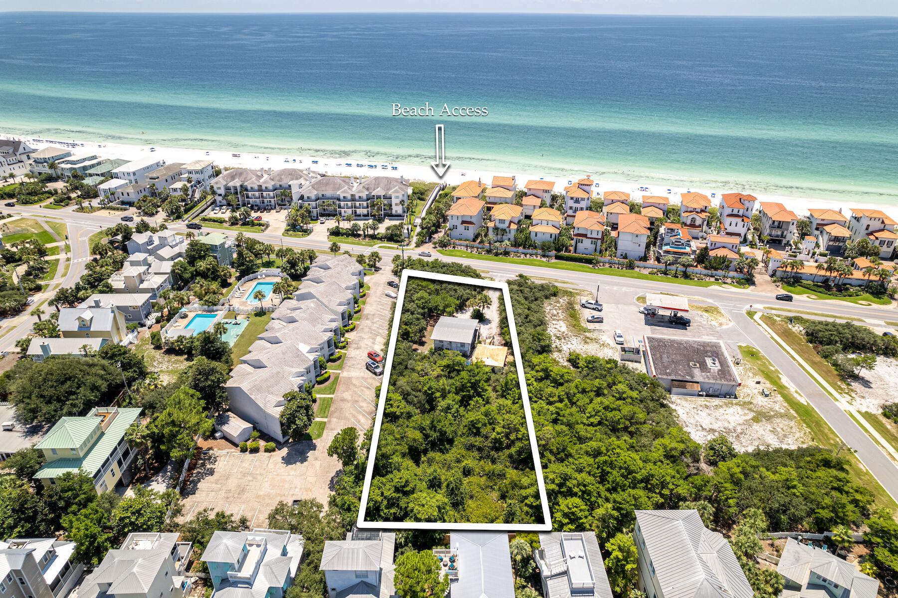 .72 Acres sitting high on West Hwy 30A zoned Neighborhood Infill, which allows up to 8 units per acre. Across the street from beach access. Easy walk to Gulf Place. Also see residential MLS Listing # 905878.  All information is believed to be accurate but should be verified.