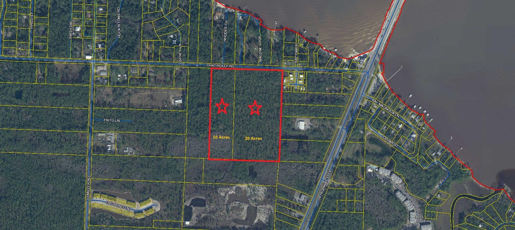 Huge Development Opportunity!  Two Parcels Are Being Offered Together For A Combined 30 Acres On Chat Holly Just Minutes Away From The Bay!  Parcel Numbers Are:

10 Acre Tract:  30-2S-19-24000-002-0000
20 Acre Tract:   30-2S-19-24000-001-0000

As Always Buyers To Verify All Items Deemed Important Including Dimension, Taxes, Etc.