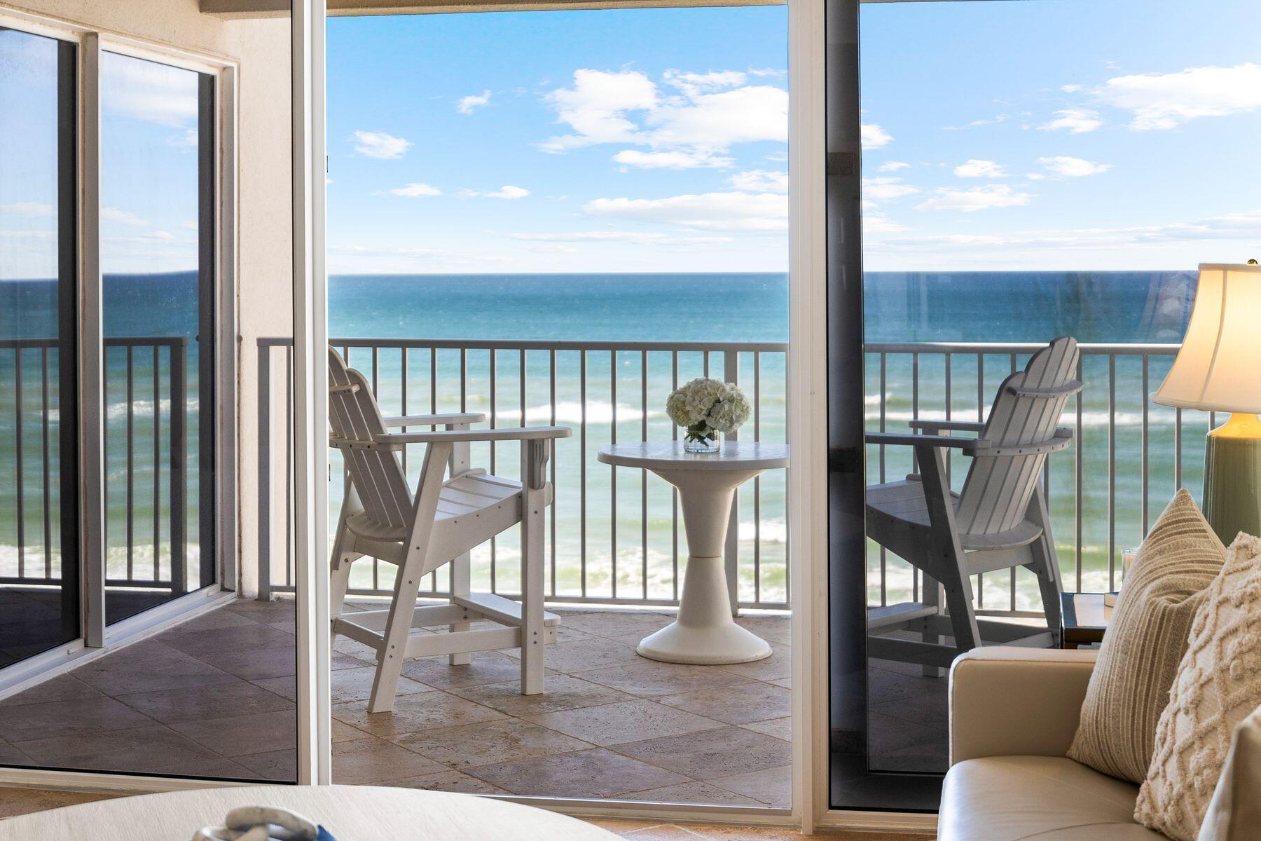 Stunning gulf views and a private top-floor end unit set the stage for this beautifully remodeled residence at Tranquillity on the Beach. The open floor plan features vaulted ceilings, clerestory windows, and an abundance of natural light throughout. Brand new windows, doors, and a fully waterproofed exterior add lasting value, along with all-new exterior tile. Over $200,000 in assessments have been completed and paid, making this a truly turn-key opportunity.

Inside, the contemporary design includes tile floors, a spacious living area, and a sleek kitchen outfitted with white cabinetry, shiplap accents, and new GE Cafe appliances—including a wine fridge. Beyond the dining and sitting areas, a cozy TV nook provides an additional space to unwind. Sliding glass doors open to a private balcony with uninterrupted views of the beach and Gulf of America.

Three bedrooms include a luxurious primary suite on the upper floor with its own private balcony and a transom window perfect for stargazing. Two additional guest rooms each offer unique features, including a charming sitting nook with dual-aspect gulf-facing windows. Recent upgrades also include a new roof, new HVAC, new duct work, updated plumbing, and gorgeous new furniture from 13 Hub and Maison 30A. This low-density, gated community offers private beach access, assigned parking, and a heated community poolmaking it an ideal second home or vacation rental.