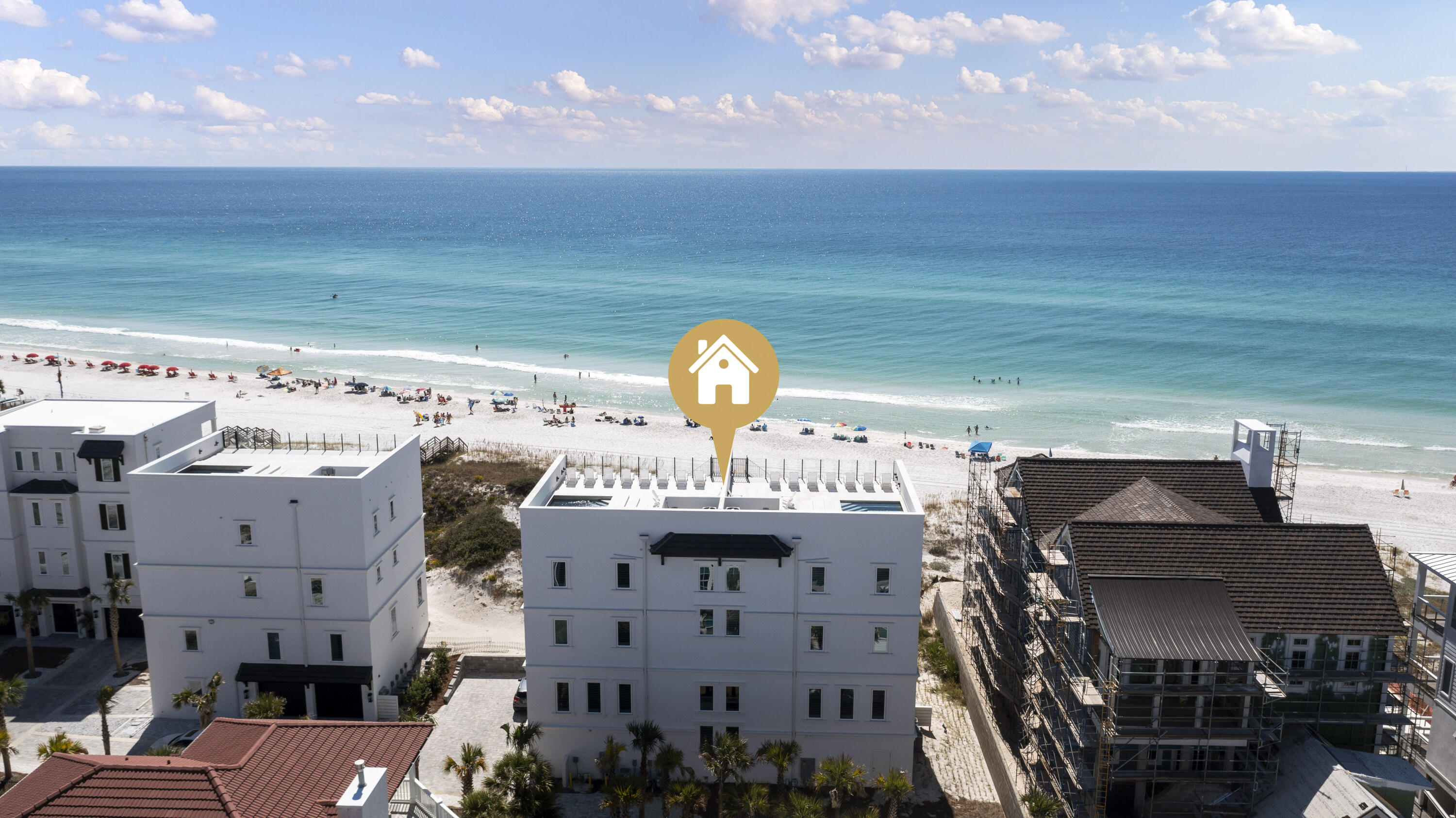 Unique Financing Opportunity! Seller is offering owner financing at 4.5% interest with no origination fees, a 30-year amortization, and a 5-year balloon. Welcome to Azzurro, Italian for ''blue,'' a name inspired by the striking turquoise waters of the Emerald Coast just beyond the doors of this extraordinary Gulf-front estate. Offered as a residence, this rare property unites two impeccably designed homes into one expansive retreat, encompassing 8 bedrooms, 16 full bathrooms, and an impressive 8,488 sq ft of refined living space. Set on nearly an acre with 109 feet of pristine Gulf frontage, Azzurro offers private beach access via a dune walkover and an unrivaled collection of indoor and outdoor living spaces designed to maximize sweeping coastal views. Two rooftop terraces, each with its own private pool, create a truly elevated experience, complete with expansive sun decks and glass railings that frame breathtaking, unobstructed panoramas of the Gulf. Masterfully designed by Eric Craig of B. Design, the estate is a showcase of architectural sophistication and thoughtful craftsmanship. Across both residences, interiors feature soaring 9-10ft ceilings, wood-look porcelain tile, custom mosaic work, whitewashed spruce accents, and curated designer lighting, all contributing to a seamless blend of modern luxury and coastal elegance.

Constructed with ICF for superior strength and efficiency, the property is further enhanced by impact-rated glass, advanced insulation, multiple high-efficiency HVAC systems with integrated dehumidification, tankless gas water systems, and full smart-home automation. Owners can effortlessly manage climate, security, pools, and garage access remotely, making the home as functional as it is beautiful.

Designed for both grand entertaining and private retreat, the estate offers multiple Gulf-front living areas, two chef's kitchens appointed with Sub-Zero and Wolf appliances, and thoughtfully positioned gathering spaces across all levels. Expansive walls of glass invite natural light while showcasing uninterrupted water views, while architectural details such as coffered ceilings, tongue-and-groove finishes, and designer furnishings elevate every space.

All 8 bedrooms are Gulf-front, creating a rare and highly desirable layout that ensures every suite enjoys direct views of the coastline. Multiple primary suites feature spa-inspired baths with freestanding soaking tubs, walk-in showers, dual vanities, and generous closet space. Additional living areas, flex spaces, and entertainment rooms, including game rooms with wet bars, provide exceptional versatility for both owners and guests.

With elevator access servicing all four levels in each residence, along with garage space for 4 vehicles and additional parking in the drive, convenience and accessibility are seamlessly integrated throughout the property.

Offered fully furnished and professionally designed, Azzurro presents a truly turnkey opportunity. Its unique dual-residence configuration offers remarkable flexibility, ideal for a private family compound, luxury vacation retreat, or a premier investment property. With proven rental income of $511,286 in 2025, the estate demonstrates exceptional earning potential. Income reflects the property's current configuration and rental performance as two distinct residences, offering flexibility to maximize occupancy, diversify rental strategies, or enjoy as a private compound.

Tucked along a private, palm-lined street shared by only 3 other Gulf-front homes, the setting offers both exclusivity and convenience. Located in Seagrove Beach, Azzurro is just moments from the renowned communities of Seaside, Alys Beach, and Rosemary Beach, as well as celebrated local destinations including Old Florida Fish House, Buddy's Seafood Market, and Beachy Bean Coffee. Nearby coastal dune lakes, state parks, and scenic biking trails further enrich the lifestyle. 26 Azzurro is more than a residence, it is a legacy Gulf-front estate, offering an unparalleled blend of scale, design, and location, crafted for those who demand the very best in coastal living and investment potential.