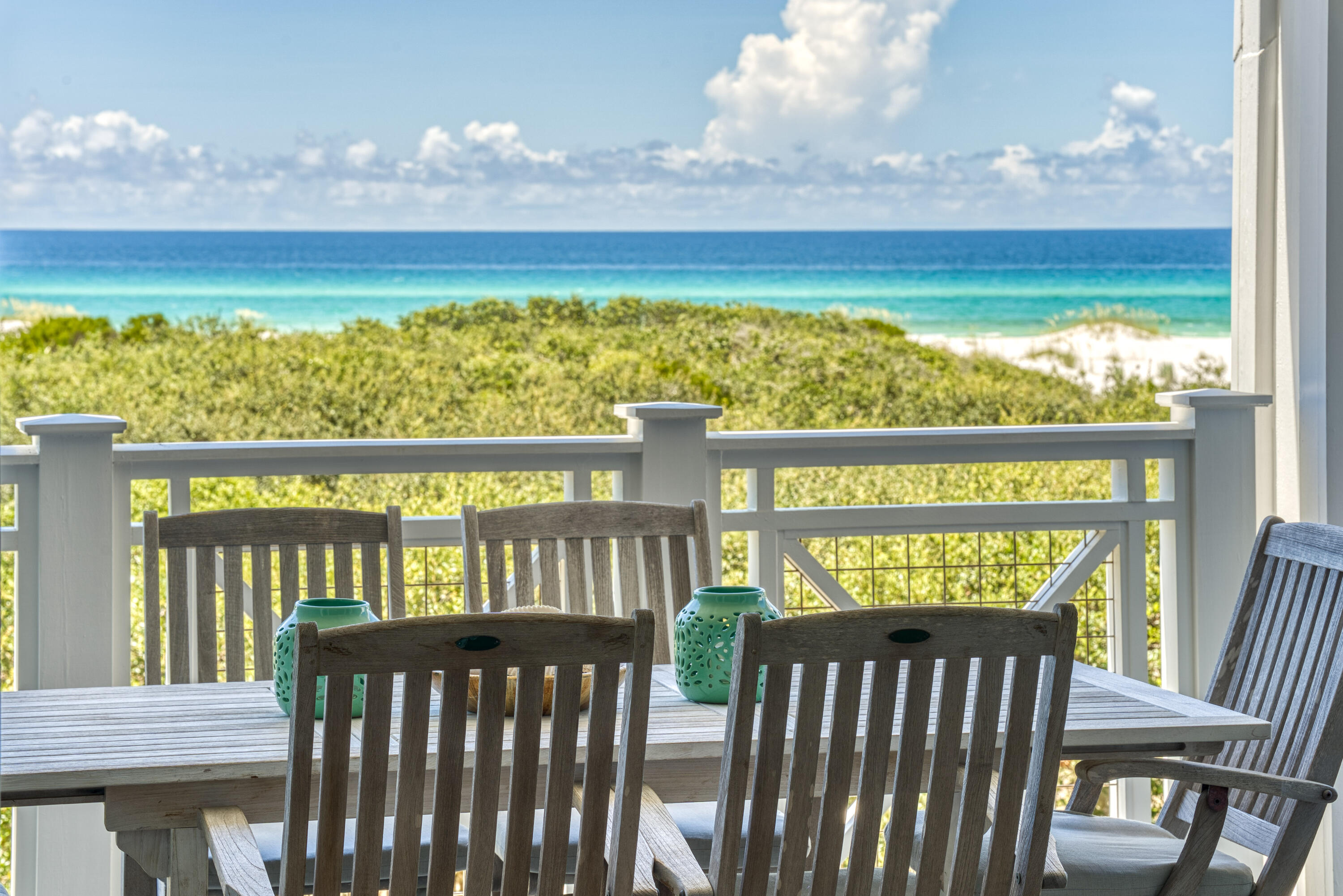 GULF FRONT ON 30A! VIEWS FOREVER!  LOCATED IN GATED WATERSOUND  WITH A MILE OF PRIVATE BEACH! This is where you will find this unique 3 Bedroom/3.5 Bath Home placed in the Dunes to capture views of the Blue Green Waters of the Gulf.  Downstairs you will find the Master Suite and an office and desk area for working from home. The two story home has an elevator for carrying groceries and suitcases upstairs. The stairs lead you to an open floor plan that embraces you with the panoramic views of the Beach and the Gulf. The beautifully remodeled gourmet kitchen invites you to create for friends and family while you drink in the amazing views. French doors open to catch the breezes. The large deck provides room for dining. Watersound Beach is so private with Dunes you find nowhere else on 30A! Original Owners! Ideally sitting  and facing due south means no hot sun in the afternoon. Located close to the Beach Club and Crossings Pool with views of the pool lights and large fireplace from the deck in the evenings. Short easy walk to the pool and the two beach walkovers. Full kitchen to the studs remodel in 2020 with custom cabinetry and fan hood, quartz countertops, coastal chic subway tile backsplash and Sub-Zero, Thermador dual fuel range, Sharp built in microwave high end appliances. In 2022 floors were refinished, interior painted, and all new ceiling fans installed. 
Bathrooms updated in 2023. Owners added a water spigot in the garage for easy cleaning along with epoxy coating on the floor. Closet organizers and plantation shutters in all the bedrooms and timeless coastal finishes along with abundant storage everywhere provides the true feeling of an amazing home and retreat.