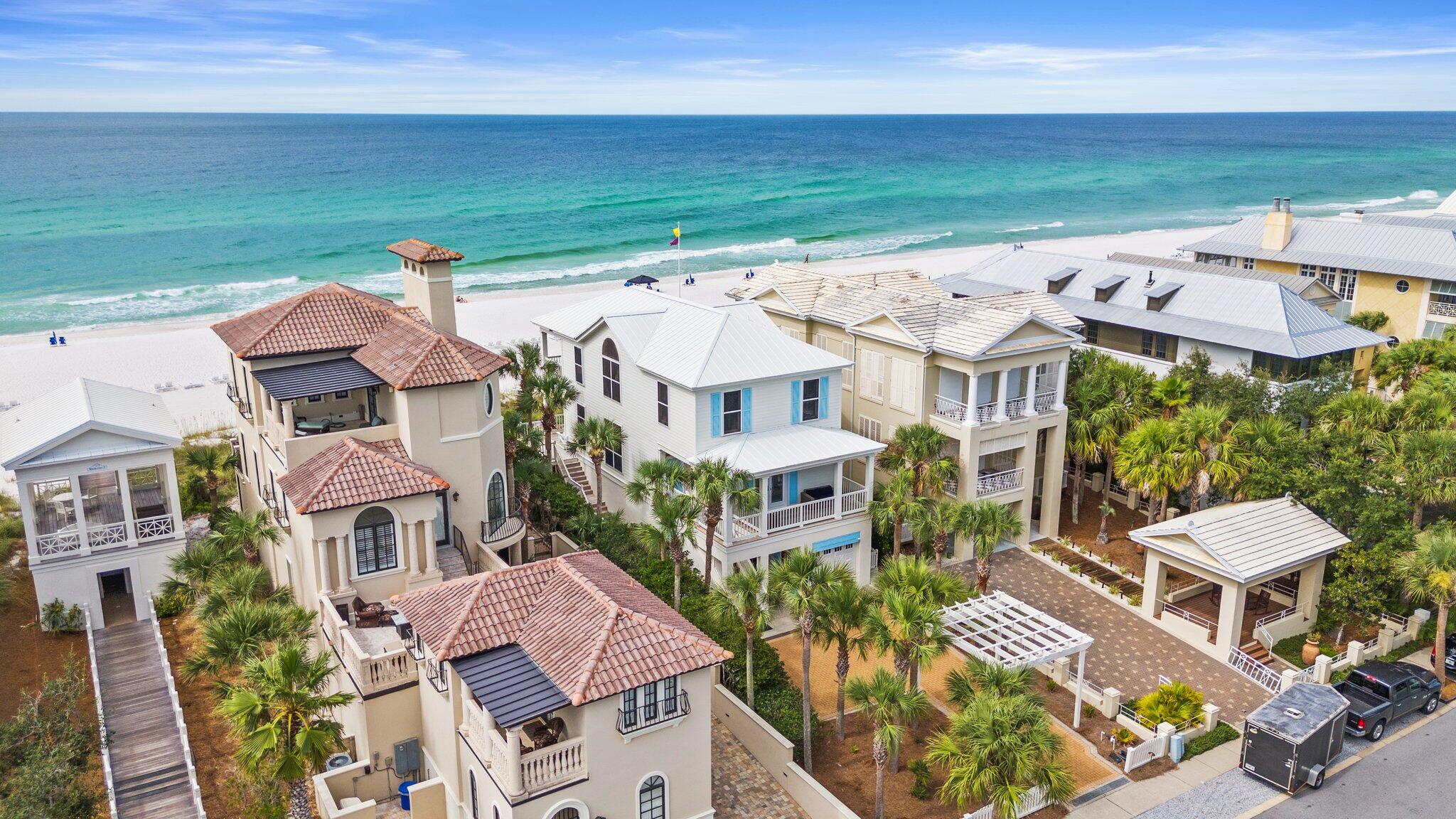 Stunning Gulf Front Single-Family Home in Carillon Beach 
Just three miles from Rosemary Beach, this dream home offers the perfect blend of luxury, comfort, and breathtaking views. With 5 spacious bedrooms, 4.5 baths, and a host of premium features, this gulf front property is a true gem. 
Key Features: 
- Master Suite: Located on the third floor, the master suite features expansive gulf views, dynamic vaulted ceiling, and a large private porch, perfect for enjoying serene sunsets and the sound of the waves. 
- Second Master Suite: The 2nd bedroom, located on the main floor (second floor), serves as a second master suite, offering extra space and privacy for guests or family members, and its' own private balcony. - Additional Bedrooms: The 3rd floor includes two more bedroomsa whimsical bunk room with a loft built like a ship, perfect for children or adventurous guests, and a spacious queen bedroom for comfort and relaxation.
- Living and Dining Area: The main floor features a spacious kitchen, living and dining open floor plan with stunning gulf viewsperfect for entertaining and walking out onto the huge gulf front porch.
- Extra Den: The ground floor offers an additional den, ideal for a home office or media room.
- Laundry: This home offers two convenient laundry areasone on the top floor and another on the ground floor, providing added convenience for families or guests.
- New Appliances: The home is equipped with all-new, high-end appliances, including a Sub-Zero refrigerator, a Bosch dishwasher and a Café 30 convection range ensuring both style and functionality in the kitchen.
- Garage: The ground floor includes a 1-car garage for added storage and parking.
- Room for Expansion: The property also has ample space to build a guest house with a garage, offering even more flexibility for family, guests, or rental opportunities.
- Impeccable Condition: The current owner has meticulously maintained the property, ensuring it is move-in ready!
Community Amenities:
- Highest Gulf Front Elevation: Enjoy one of the highest gulf front elevations in Carillon Beach, offering unparalleled views and peace of mind.
- Gated Community: Feel secure with 24/7 access to this exclusive, gated neighborhood.
- Pools: The community features three pools, including one beachfront pool, perfect for relaxing or enjoying a swim.
- Private Beach: Stroll along the 1-mile-long private beach, renowned for its powder- white sand and crystal-clear "Windex blue" waters.
- Sports & Recreation: Take advantage of the community's pickleball courts, tennis courts, basketball court, and playground.
- Restaurants and Shopping: Carillon has restaurants, shopping and a downtown area offering live music, great food and a community open space located on Lake Carillon perfect for spending time with neighbors and friends.
- Prime Location: Located just three miles from Rosemary Beach and right next to scenic 30A, you are near all the action but can still enjoy a quiet, private expansive beach.
Do not miss the opportunity to own this stunning gulf front home. Contact me today to schedule a viewing and make this paradise your own!