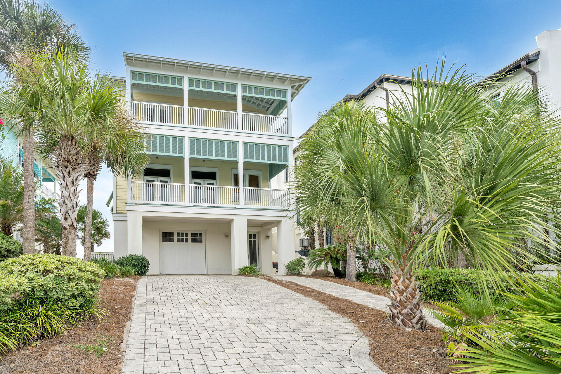 View the most beautiful white beaches and emerald green waters of the Gulf of Mexico from this beachfront location. Open living area with Gulf Views from every window. Staircase directly to the beach. Master bedroom overlooks the Gulf with open private deck. Large 40 foot garage and separate room for storage.  Room for elevator to be added. Beach front lot could accommodate private pool or Guest house.