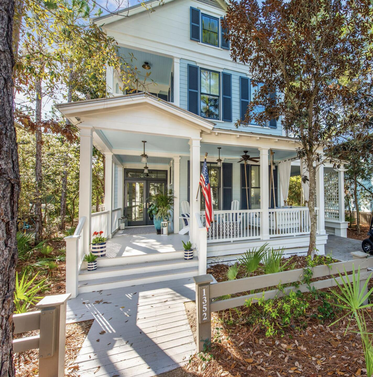 Charming is what comes to mind with this 3 bedroom 3 bath home located in the Camp District on Western Lake Drive. Expansive porches on both levels including the rear of the home overlooking a tranquil pond. The first floor kitchen & great room are open and inviting for family gatherings. Some of the best features of this home are 12 foot ceilings, knotty pine hardwood flooring, gourmet kitchen, outdoor entertainment area, two bedrooms with private baths upstairs and a custom bunk room downstairs. Offered furnished and turnkey. Don't miss the newly expanded WaterColor Beach Club. Featuring new pools and lounge areas, second pool deck with additional lounge seating, and third pool with zero-entry, as well an enhanced WaterColor Grill and new sunset bar, Costa Chica. All have scenic views of the Gulf of Mexico. Also the expansion of Camp Watercolor provides food and beverage service, as well.