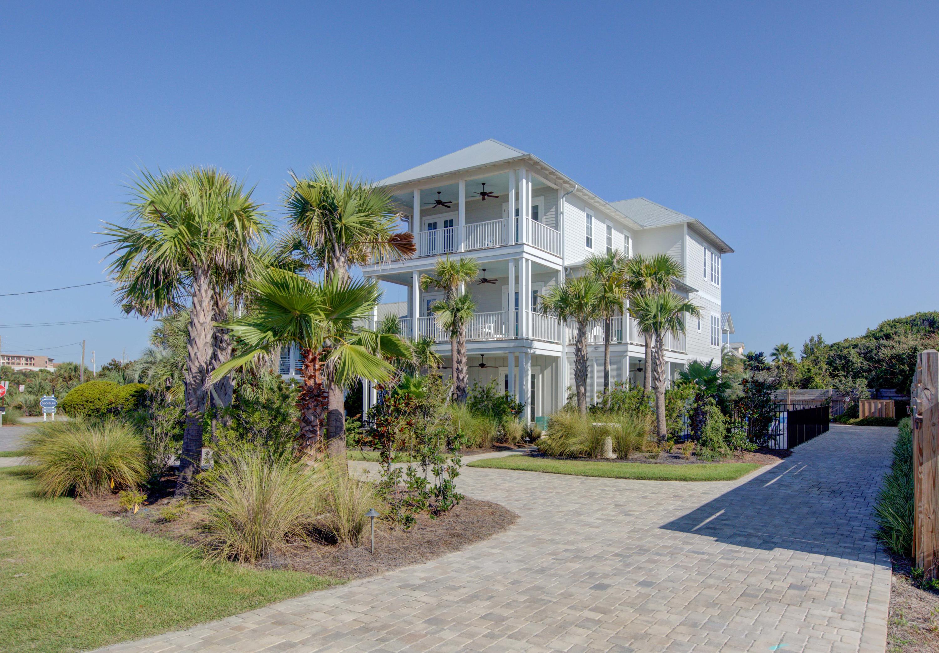 Want a house that encompasses all that is the Blue Mountain Beach vibe? This is it! With just under 5000 sq ft of cooled and heated space, this house has enough room for every generation of the family. Consisting of 6 bedrooms, each with its own en-suite bathroom, 3 living areas, a hobby room, and an office, there is plenty of space to spread out. The house has soaring 10ft ceilings on all three floors, pecky cypress ceilings, oak wood floors, Carrara marble countertops, and an elevator to access all 3 floors. The open kitchen features an induction oven (which can be converted to gas), wine chiller, ice maker, refrigerator, dishwasher and microwave. There are two nugget ice makers to fill the coolers you can carry to the beach access located 100ft across the street. In addition, the 1.5 car garage is fully air conditioned. The pool is not only heated, but cooled as well, so it may be enjoyed year round no matter how warm it is outside.  The house comes equipped with High-Speed Mesh Wifi Network with multiple WAP's, a Sonos sound system, two tankless Rinnai hot water systems, high efficiency HVAC units with dehumidifier, and a security system.

This house is located in historic Old Blue Mountain Beach, close to Blue Mountain Creamery featuring Charlie's Donuts, For the Health of It, and a multitude of shops and restaurants.  Come see the charm and lifestyle of this house and neighborhood for yourself!