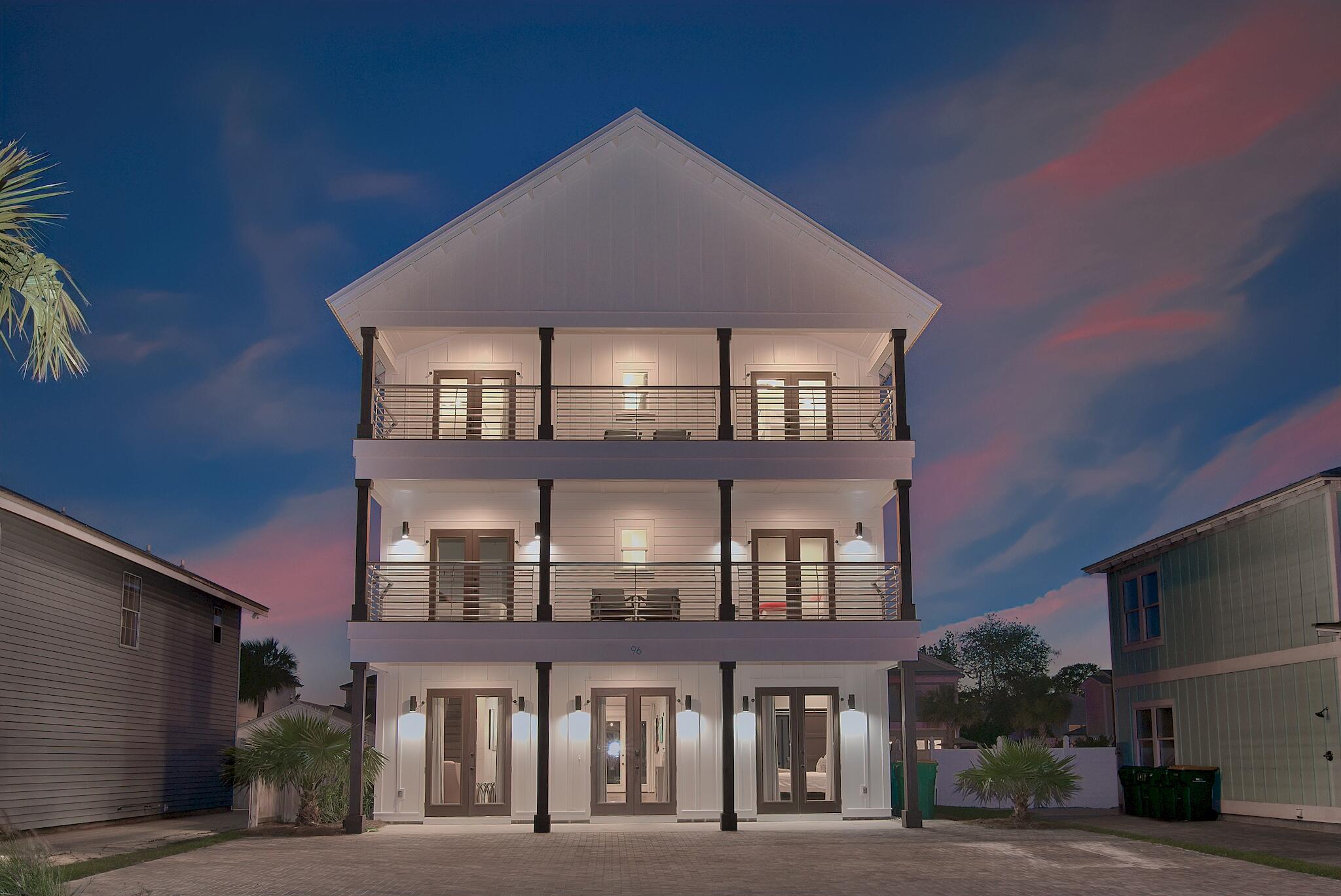 Enjoy this high-revenue investment property with $368,000+ annual gross rental income for 2022 with room for additional bookings. Newly built, finely appointed interiors define this modern beach house primely located near the white sandy beaches in the heart of Destin's Crystal Beach. Strategically designed and furnished to optimize short term rental opportunity, this home falls under the Bert Harris Act Agreement, which means it can permanently sleep up to 28 guests. It is not subject to the restrictive occupancy and parking ordinances recently imposed by the City of Destin. Notable features include a resort-style pool and spa, ample space for outdoor entertainment, oversized parking for up to eight vehicles, three separate living areas, and expansive balconies for each bedroom suite. Upon entering the open floor plan you will find the luxurious gourmet kitchen complete with quartz countertops, stainless steel appliances, and chic chevron tile backsplash. The master suite is conveniently located on the first level and offers ample privacy including an en-suite bathroom complete with dual vanities, premium tile flooring and accents, private walk-in closet, spacious soaking tub and a sizable walk-in shower. Each suite was designed to comfortably accommodate guests including a bunk room for kids. Crystal Sunset is located in the heart of Destin near Barracuda St beach access as well as prime shopping, world class restaurants, golfing, boating and local entertainment.