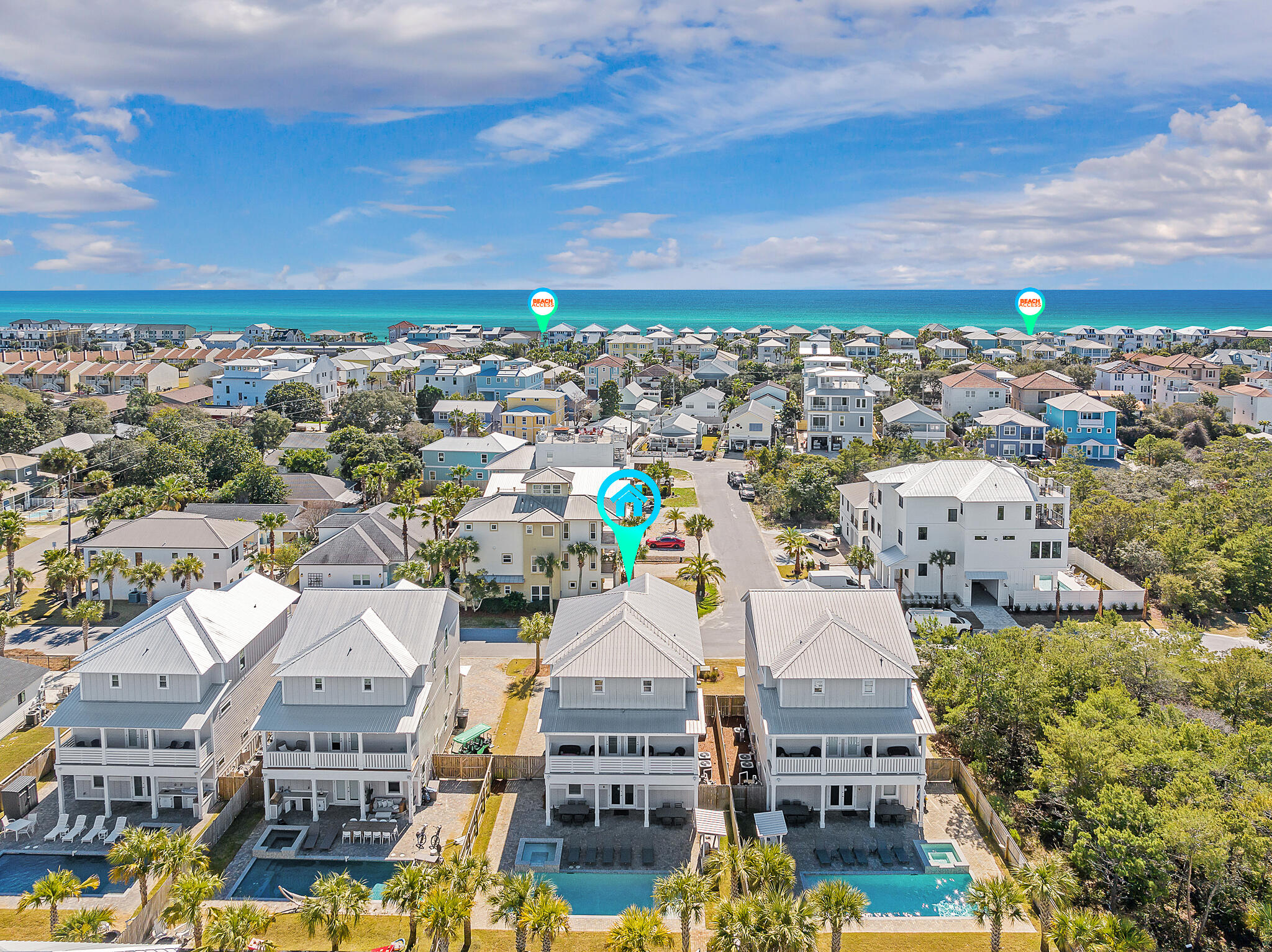 Coastal elegance shines in this 2020-built, three-story 7BR / 7.5BA retreat located in the beautiful Frangista Beach, 1st Addition. Designed with both luxury and income potential in mind, this home offers refined finishes, spacious interiors, and a thoughtful layout perfect for entertaining or hosting large groups. Enjoy your own private outdoor escape featuring a heated pool, fire pit, fenced patio, and lush landscapingideal for relaxing after a day at the beach. With deeded private beach access, you can step onto the sugar-white sands of Miramar Beach within minutes.

Inside, bright open living areas, an expansive dining room, and an expansive kitchen create a welcoming atmosphere for family and guests alike.

With a strong rental history, this property offers flexibility as both a lucrative investment and a personal coastal retreat. Located near popular dining and entertainment like Whale's Tale and Pompano Joe's, it truly captures the best of Emerald Coast living.