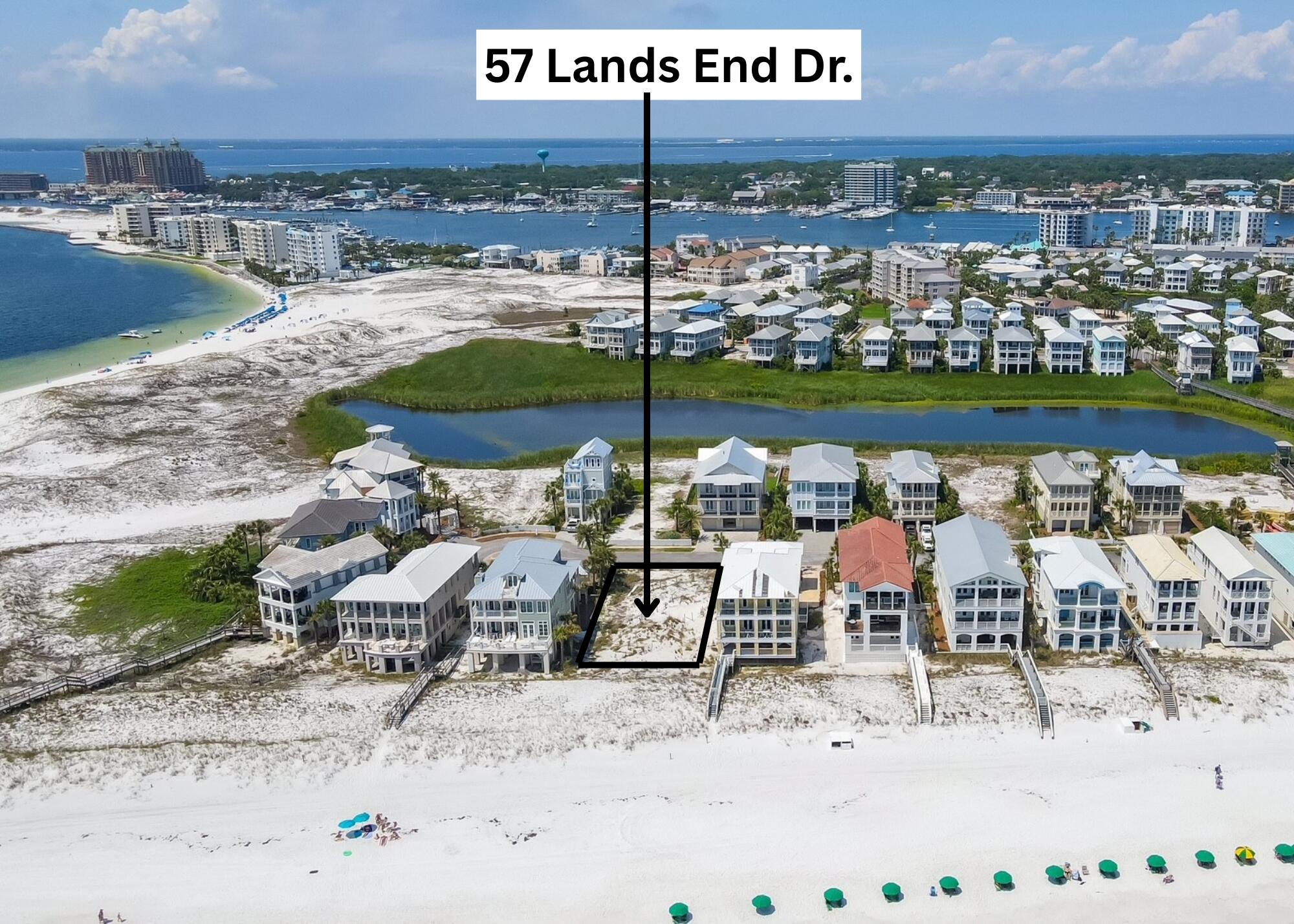 Adjacent to 20 acres of quiet unused state land! Don't miss out on this amazing opportunity to purchase a Gulf front lot in the gated beach resort of Destin Pointe! This lot was handpicked by the developer because of its size and location. The street name is ''Lands End'' because it literally is the end of the Destin Beaches offering privacy and beauty. This property offers 60ft. of Gulf frontage and is only steps away from the jetties which separate the Gulf from the East Pass offering amazing snorkeling and fishing. In Destin Pointe, owners get two separate beach experiences to enjoy along with wonderful neighborhood amenities including a new pool elevated 14ft overlooking the beach. Stop dreaming and start building the beach house you've always dreamed! Click ''more'' for detail Destin Pointe is the quintessential charming beach village we all picture in our head when we think about coastal living. With streets lined in white picket fences, beautiful beach architecture, sugar white sand & salt air, there is no better place to live on the Emerald Coast. This private one-of-a-kind community is uniquely positioned right in the middle of three spectacular waterways, the Gulf of Mexico, the East Pass & the Destin Harbor. Whether you want a quiet day at the beach, snorkeling along the jetties, or a showcase of sunsets and fireworks, Destin Pointe has it all. The community has several amenities to include; three community swimming pools, a beach pavilion, tennis courts, a beach trolley and access to more than 20 acres of sugar-white sandy beaches!