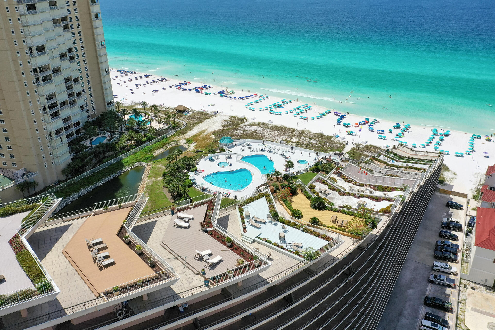 INCREDIBLE PANORAMIC FOREVER VIEWS!  SIXTEENTH FLOOR TERRACE UNIT! Now is your opportunity! A Spacious 3 BEDROOM, 3 Bath condo w/STUNNING 1500 square feet of your PRIVATE Terrace extending toward the Gulf. 360 DEGREE Views of the Gulf & Bay! SUNRISE & SUNSET VIEWS! Features include porcelain tile floors & carpeted in all BRs;  coastal colors&furniture, Updated bathrooms. All Just steps from the shimmering turquoise waters w/over 400' of sugary white sand DEEDED beach! Relax & Enjoy quiet moments with family & friends on YOUR PRIVATE open or covered Terrace. Gated Entrance & complex w/beautifully maintained grounds 2 levels of covered parking, 2 swimming pools, Heated Spa, Tiki Hut Bar & Shuffleboard! Schedule your private Showing today! Sold Furnished! EASY SHOW 10/16 - 10/23. Inspired by the beautiful terraced resorts of the French Riviera, Edgewater Beach exudes elegance. Our landmark resort, with its dramatic architecture and spacious open grounds, stands in stark contrast to the densely-packed condo towers of neighboring properties. Edgewater is a place where you can truly escape, relax, and rejuvenateall on your very own terms, in a "home away from home" condo setting.