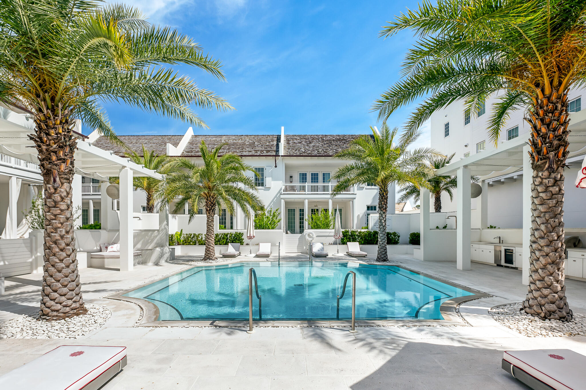 Introducing a one of a kind Mews townhome located within the exclusive Kaiya Beach Resort. This thoughtfully designed residence exudes coastal luxury boasting 2,496 sqft of interior living space with 3 bedrooms, 3.5 bathrooms, and over 350 sqft of outdoor balconies and covered porches. Upon entering, you will be greeted by the open concept living space, kitchen, and dining alcove. Features of the chef's kitchen include custom-designed painted wood cabinetry with Caesarstone counters and backsplash, Subzero and Wolf appliances, and gorgeous Waterworks fixtures. Each spacious bedroom features their own private en-suites with luxurious finishes providing a sense of comfort and privacy.