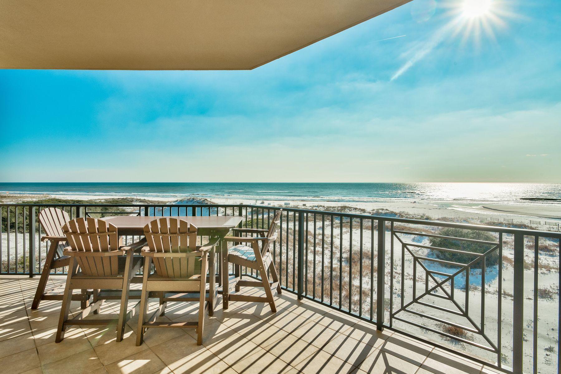 Gaze out across undulating dunes to the sparkling Gulf of Mexico or enjoy uninterrupted lake views from your own private balcony with this luxury condo at Sanctuary by the Sea. 1500 feet of frontage on Big Redfish Lake and 650 feet of beach on the Gulf of Mexico are just some of the priceless features that owners can look forward to. This high-end beach home lives large with a bonus room/office plus a media room currently furnished with three beds. This elegant condo is bright and spacious, from the airy 10-foot ceilings with crown molding to rich travertine floors gracing the living room. Note the corner feature fireplace and the handy wet bar - perfect for mixing sunset cocktails.
The well-planned kitchen is generous, with rich granite countertops and a range of cabinets and appliance to make meal prep a joy. The master bedroom is truly a "room with a view," best enjoyed from the cozy sitting area. Bathrooms reflect a similar standard of impeccable quality and spaciousness. Twin sinks sit well apart on a lengthy granite countertop in the master bedroom leaving ample room for a walk-in shower and oval whirlpool tub. Beyond the door, neighborhood amenities include multiple pools, a state-of-the-art exercise suite, virtual golf, enviable beachfront, lake access and more. Supermarkets and shops are plentiful nearby and local restaurants range from seaside oyster bars to upscale southern cuisine. Within a 10-minute drive, Point Washington State Forest and Grayton Beach State Park provide endless recreation in natural surroundings.
