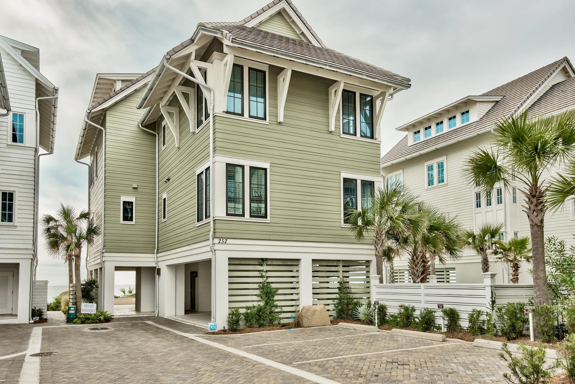 INCREDIBLE GULF FRONT OPPORTUNITY! Rosemary Bluff at Inlet Beach. Nestled just steps from Rosemary Beach, this 4 Bedroom/ 4 Bath beautifully built home, is part of a beautiful Gulf Front community of ten homes. The home is three stories. Ground floor has a carport space, storage, along with an outdoor entertaining space The second and third floors will be living and enjoyment areas with an extraordinary bonus room. An additional bunk room with 4 bunks, covered porches/ balconies on all levels. The Bluff at Inlet Beach is the perfect combination of location, design, quality, and value. Complete with everything you would expect in a high end home from a gourmet kitchen with a 48 dual fuel Thermador range to wire brushed oak floors throughout all the living areas. The kitchen has stainless Thermador appliances, maple wood and glass front cabinets, and white Carrera marble. Take the elevator to the third floor to enjoy amazing gulf views from the master bedroom and from the freestanding tub in the elegant master bath. Hang out in the large fourth floor entertainment area, grab a drink from the wet bar and watch the sunset from the porch with unobstructed gulf views. There are amazing gulf views from every floor! The home also overlooks the gulf front pool where you will find private beach access. After lounging by the private Gulf-front pool in the morning, you can walk into downtown Rosemary Beach for lunch or dinner. With Seaside just fifteen minutes to the West, and Pier Park ten minutes East, the Bluffs at Inlet Beach offers easy access to the area's best entertainment, restaurants, and excitement. If you prefer to stay closer to home, take one of the three private dune walk-overs down to your unspoiled beach. Home is sold furnished. Rental projections are located in the documents section of this listing.
