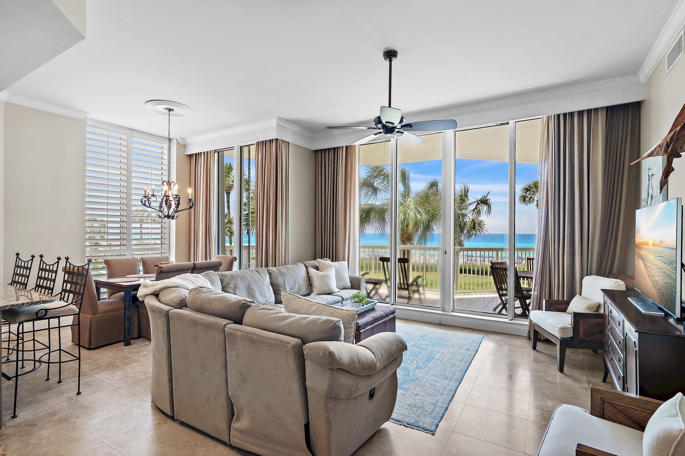 Welcome to this amazing 5BR penthouse at Silver Beach Towers. This exceptional two-story furnished penthouse, complete with a detached 2-car garage, offers a rare opportunity to own beachfront property like this in the heart of Destin. Boasting a spacious 3,682 sq. ft., this residence is poised to serve as a luxurious full-time Gulf-front home, a second home or vacation rental investment. 

With 2 Gulf-front master bedrooms, 3 additional guest bedrooms, and 6 bathrooms, including en-suite baths with whirlpool tubs and walk-in showers, this penthouse accommodates both comfort and elegance. Enjoy the convenience of two living rooms, your own private 2-car parking garage, a ground-floor patio terrace accessed from parking deck, and two separate balconies offering direct Gulf front views! The kitchen features thick granite counters, tray ceilings, an island with additional breakfast bar space, and plenty of cabinet space, perfect for entertaining. Common area flooring boasts beautiful tile throughout, offering easy beachside living.

Silver Beach Towers offers over 600 feet of dedicated beach frontage, along with impressive amenities such as two Gulf-front 6,000 sq. ft. seasonally heated pools with waterfall fountains, two hot tubs, and a large pool deck. Additional features include grilling areas, an elegant 2-story lobby with Gulf views, and more.

Conveniently located in the heart of Destin, this property provides easy access to the area's renowned dining, shopping, and entertainment options. Nearby attractions include Big Kahuna's water park and The Track amusement park.

With its unbeatable combination of stunning Gulf views, prime location, and exceptional amenities, Silver Beach Towers epitomizes the quintessential Florida beach lifestyle. Don't miss out on this phenomenal opportunity!