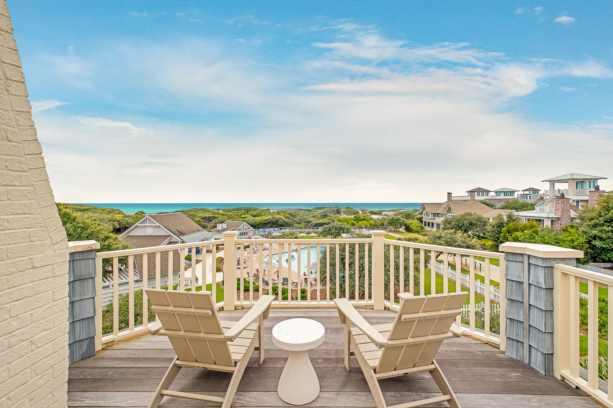 Sweeping views of the Gulf of Mexico merge with unparalleled design to bring you one of the most unique and desirable homes in Watersound Beach. Perfectly positioned just north of the community pool, the location protects the stunning views for the future generations. The thoughtful design seamlessly blends indoor and outdoor living, making way for an entertainer's delight. The lower level boasts a 2 car garage and a multitude of guest suites that lead to the outdoor area that includes a covered patio with fireplace and private pool. The second story is highlighted by the open floorplan that encompasses the kitchen, dining, and living room. Here hardwood floors come together with wood beam ceiling accents and couple with the cozy fireplace. Accordion style doors open across the space to greet the stunning Gulf views, outdoor kitchen with fireplace, and sundeck. This level is also appointed with a guest suite and custom bunk room with reclaimed wood ceiling. The third floor brings a focus on the primary with its luxurious master suite. This space combines a spacious bedroom with fireplace, walk-in closet, spa like bathroom, private balcony with massive water views, spacious wet bar, and living room. A spiral staircase leads you to the viewing tower where sunsets are the most spectacular. A three-stop elevator makes navigating the home a breeze. Watersound Beach offers pristine amenities and is situated in the heart of 30A. Enjoy some of the most scenic views in our area from the boardwalks leading across the preserved dune structure taking you to the large stretch of private beach.