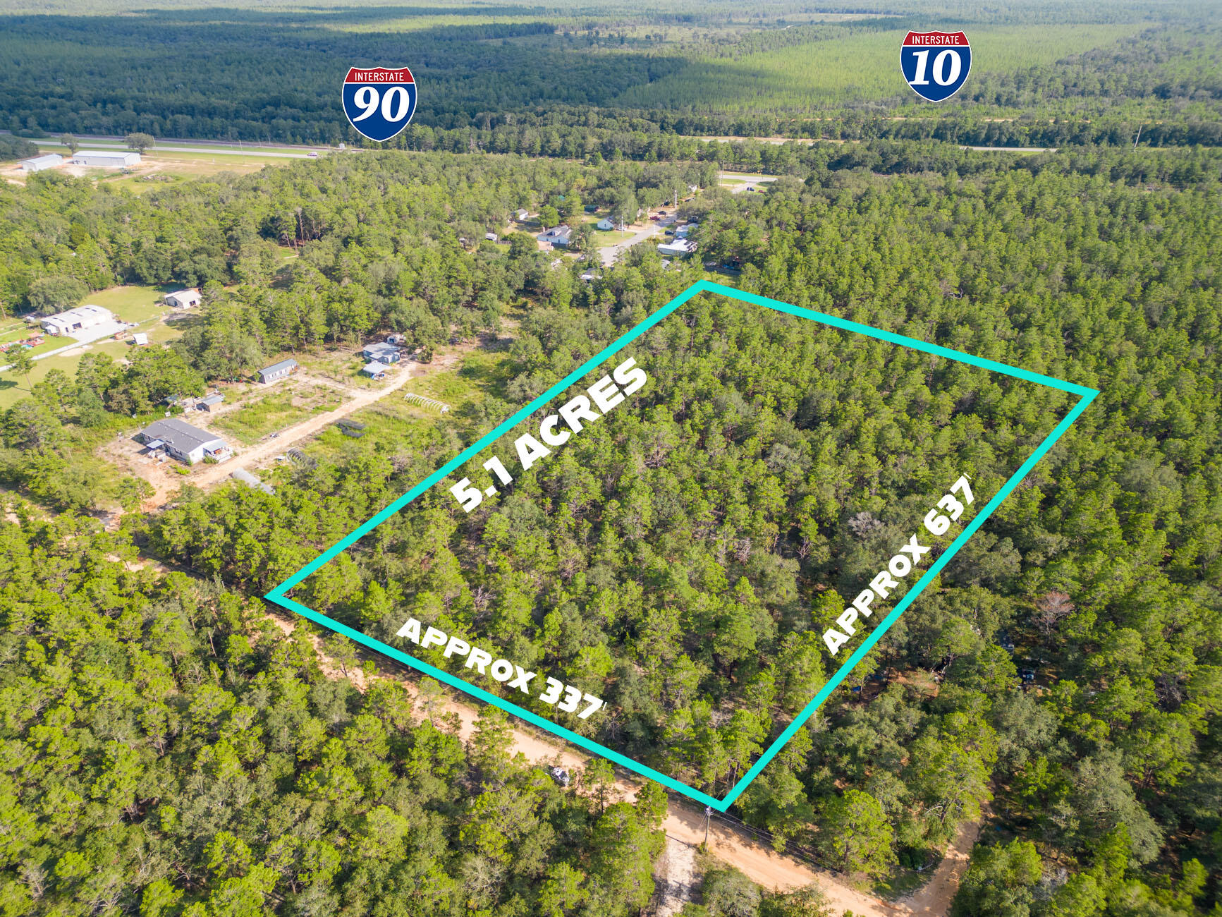 5.1 Acres in DeFuniak Springs - Country Living with Easy Access to Highways and Nearby Towns!

Enjoy peaceful country life on this 5.1-acre wooded lot—perfect for your dream home, mobile home, or a small homestead. There's plenty of space to garden, explore nature, or relax. The land is level, high and dry, not in a flood zone, and sits on a quiet no-through road recently improved with a crushed asphalt surface by the county.
No HOA. No restrictions. Just room to live how you want! Zoned Rural Residential (RR).

Located just half a mile from Hwy 90, with quick access to County Road 1087, Hwy 285, I-10, and Hwy 331, travel to nearby towns and amenities is easy.

Nearby you'll find:
Great fishing and hiking spots
Blackstone Golf Course in Mossy Head The beautiful beaches of the Emerald Coast
Cities like Niceville, Crestview, Fort Walton Beach, Destin, 30A, and Panama City Beach

Utilities: (No utilities currently in place)
Power and public water available nearby
Septic system required
Paved, county-maintained road.

This property offers a fantastic opportunity to enjoy quiet country living with ample space for a homestead, hobby farm, or simply relaxing in nature.