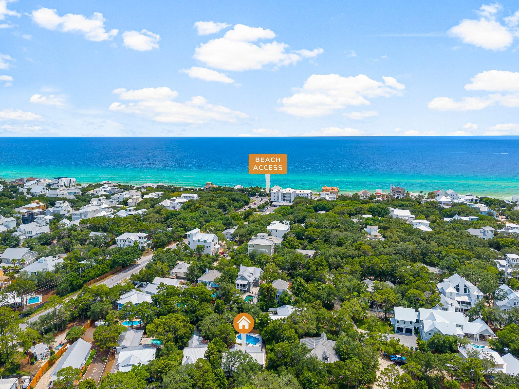 Welcome to this rare, one-level designer beach bungalow nestled in the heart of Old Seagrove Beach—just a short stroll to Seaside, white-sand beaches, boutique shopping, award-winning dining, & year-round events along iconic 30A.Set on an almost quarter-acre lot, this home offers exceptional privacy and outdoor living with a private pool, expansive sun deck, w/lush surroundings. The thoughtfully remodeled 3-bedroom, 2-bath layout includes a spacious kitchen & living area, designer finishes, & abundant natural light. Inside, discover a unique blend of rustic-modern architecture with natural concrete flooring, wood-paneled walls & ceilings, custom mid-century & industrial design touches throughout. Open, airy floor plan effortlessly connects indoor & outdoor spaces, making it perfect for entertaining or simply relaxing in your own beachside sanctuary. A true rarity in Old Seagrove, this home also features a two-car garageoffering both convenience and storage. Character abounds in every corner of this one-of-a-kind residence, where timeless style meets relaxed luxury. Opportunities like this in Old Seagrove are increasingly rare  don't miss your chance to own a distinctive beach property in one of 30A's most coveted neighborhoods.