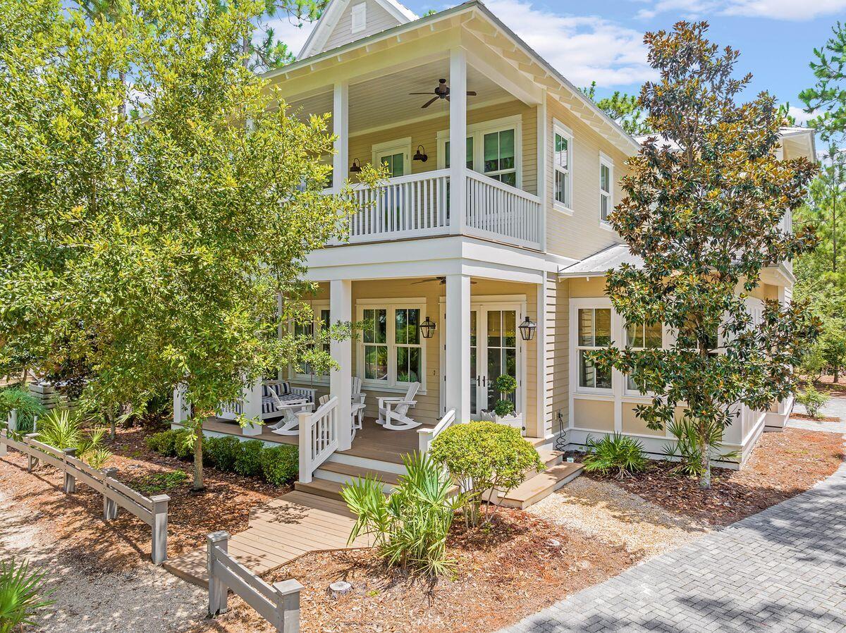 This amazing five-bedroom, four-and-a-half bathroom home, is for sale in WaterColor and being sold fully furnished including a golf cart and bicycles. The home has plans that will convey for a carriage house with garage and pool. The wide front porch greets you on arrival. The first floor has an open living, dining and kitchen area ideal for family get-togethers and entertaining. The kitchen has a wine fridge, icemaker, Subzero and Wolfe appliances, marble countertops and Sharp microwave drawer. The large master suite with stately master bathroom is located on the rear of the first level. The screened porch on the back of the home is ideal for privacy. Hardwood floors run throughout this home. The extra-wide stairwell takes you to the second level which has a second master suite, two guest rooms and a bunk bedroom with four bunk beds. There is a dedicated laundry area on the first floor with plenty of storage and a full-size washer and dryer. You are just a few minutes walk from all that WaterColor and Scenic 30A have to offer including the brand new Camp WaterColor, iconic Frog Pool, the amenities of Western Lake Boathouse, and WaterColor Town center and your own private Beach Club on the Gulf. You can also enjoy walking, biking, or taking a quick golf cart ride to the Publix grocery store and all the surrounding shops and restaurants of WaterColor, Seaside, Grayton Beach, and Seagrove Beach.