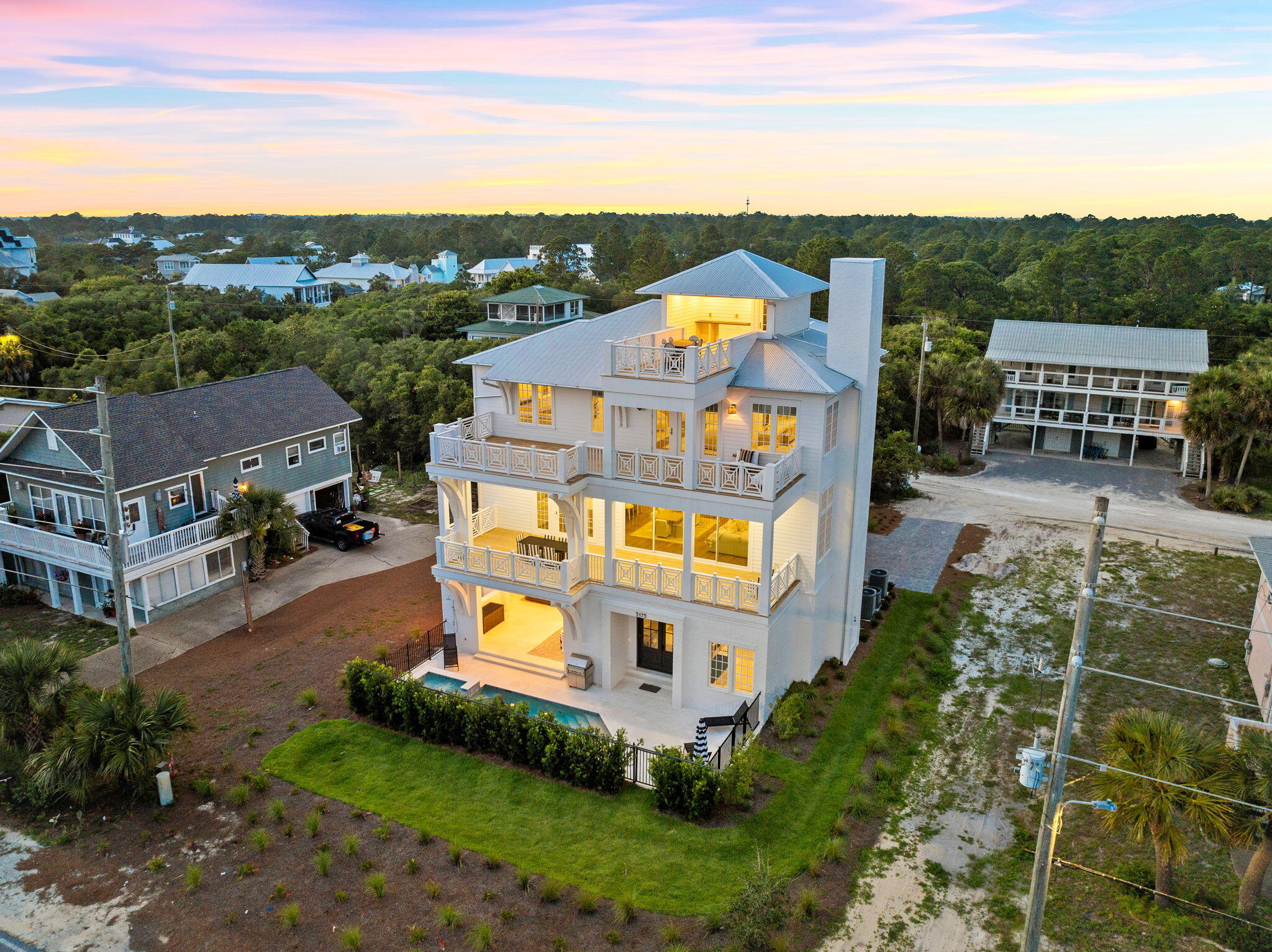 14 DAY BIDDING OPPORTUNITY. SUBMIT YOUR HIGHEST AND BEST BY 7/5/24. RECENT APPRAISAL OVER $7M. Step into this breathtaking home, meticulously crafted to awe and meticulously designed to enchant. Featuring six spacious bedrooms, seven luxurious bathrooms, and one-half bathroom, along with an office and bonus room, this residence offers a total of 6572 square feet of indoor living space and an additional 2961 square feet of outdoor living space. The ambiance embraces natural light and stunning views, creating a seamless flow between indoor and outdoor living. The two-car garage also features convenient bike storage. As you enter the home, you'll be greeted by a spacious game room that opens up to the resort-style pool, complete with an outdoor kitchen, pool bar, and a lush lawn area for outdoor games