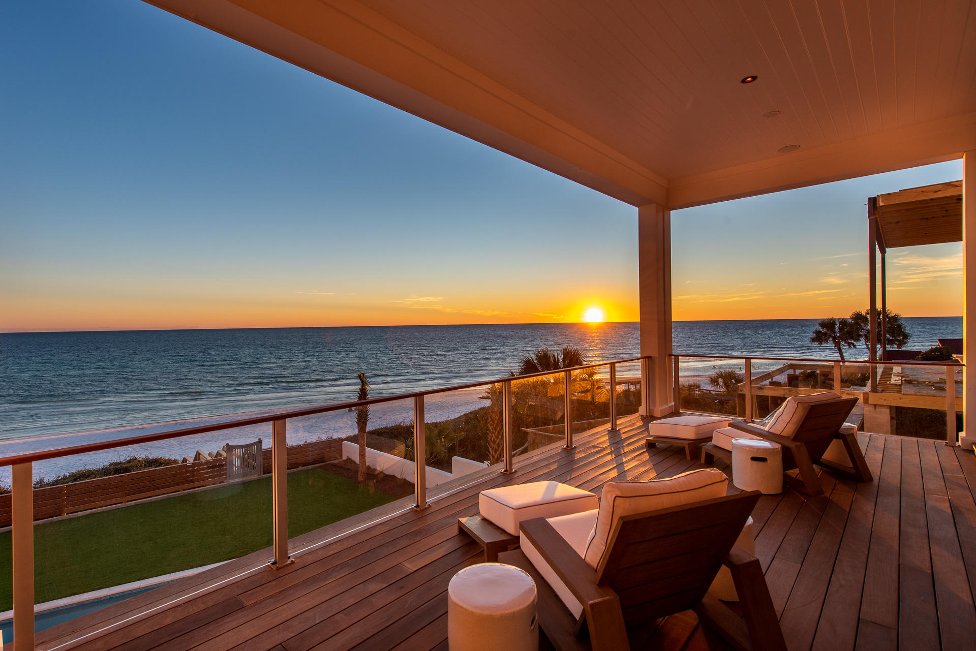 This must-see magnificent new construction beach home was just completed in the heart of Seagrove, and is truly a Gulf-front dream! Spanning over 6,906 sqft heated/cooled, this home abounds room after room with masterful design and well-appointed furnishings and finishes. You can enjoy the endless sweeping views of the Gulf's emerald waters from many rooms in this home's thoughtfully designed interior, in addition to it's three stories of outdoor spaces. The private Gulf-front pool, outdoor kitchen, and decks that span the width of the home, allow for incredible outdoor entertainment. Entering the first floor, you will find an inviting foyer, soaring 12' ceilings, an elevator servicing all 3 floors, 3 bedrooms, 3 baths, a spacious laundry room, and one of the home's entertainment rooms and luxurious outdoor living spaces. The covered decks on each of the home's 3 stories span the entire width of the home offering ample room for outdoor entertaining. The first floor terrace includes the home's summer kitchen, and leads you to the pool area overlooking the Gulf waters. A thoughtful configuration of peacock pavers surround the gorgeous private pool with it's large tanning ledge and loungers. When you're ready to hit the beach, take your boardwalk to the private beach access.

On the second floor of the home you will find the open concept main living area along with 2 more bedrooms and baths. Modern white oak flooring, reclaimed wood-beamed ceilings, dramatic windows and floor to ceiling doors are just a few of the elements that grace this gorgeous home. The generously appointed kitchen includes Thermador Professional Series appliances, dual refrigerator, freezer, double ovens, range hood, large island with Calcutta marble waterfall countertops. The spacious living and dining areas include a sleek modern fireplace, comfortable seating areas, and a dining table with room for 10!

The third floor houses the home's prestigious Gulf front master suite. The master bath boasts a large walk-in closet, 2 separate vanities, stand up shower, and a soaking tub overlooking the Gulf waters. Step out of the master suite onto the private covered deck with expansive high elevation views of the Gulf and it's white sandy beaches. The third floor also houses an office, jack-n-jill bath, a bunk room, another guest bed and bath, a second laundry room, and large 22x23ft media room. 

A phenomenal opportunity for both family enjoyment and investment...don't miss your chance to own your own piece of the beach on 30-A!