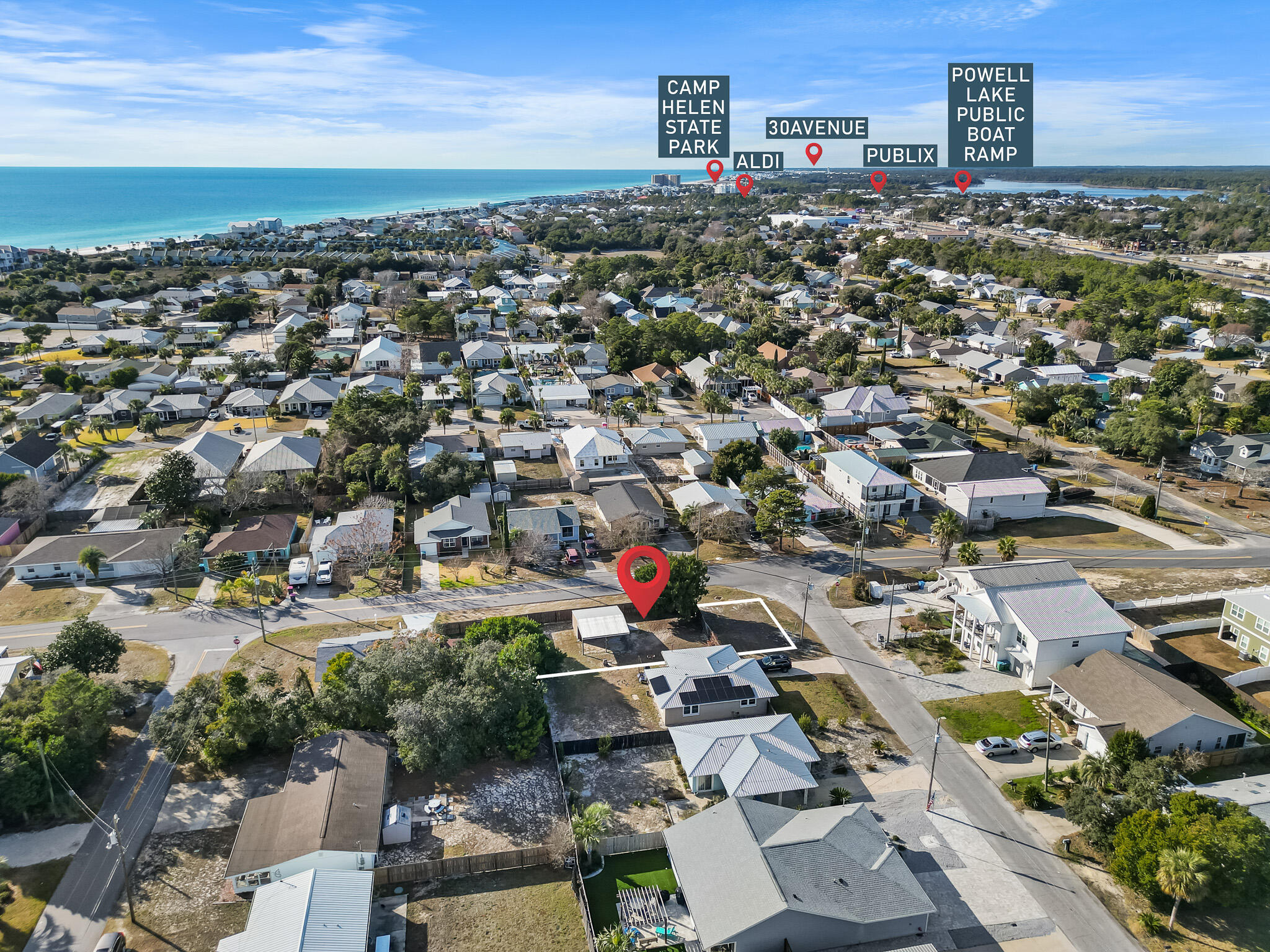 Looking for the perfect opportunity to build your dream beach retreat? This prime corner lot at Kelly St. and Marlin Ave. on the sought-after West End of Panama City Beach is just 0.4 miles from two public beach access points—Access 87 & Access 88—offering easy access to fantastic beaches. With no HOA fees, you can create your ideal coastal cottage. The West End is experiencing exciting new developments, making this location a smart investment for those looking to be part of a growing community. Quiet beaches, multiple access points, a golf-cart-friendly community, and a laid-back atmosphere make this lot an exceptional find. Contact me today for more details! The sale includes an empty storage building, providing additional space for your beach gear or future plans. Don't miss this chance to build your sandcastle.

The home site is adjacent to this empty lot at 21823 and will be listed for sale separately if you have been looking for a double-lot opportunity. If you have been looking for a double-lot opportunity, you can utilize the existing cottage, maximize your outdoor living space on this empty lot, demo the home, and build your beach retreat across both lots.