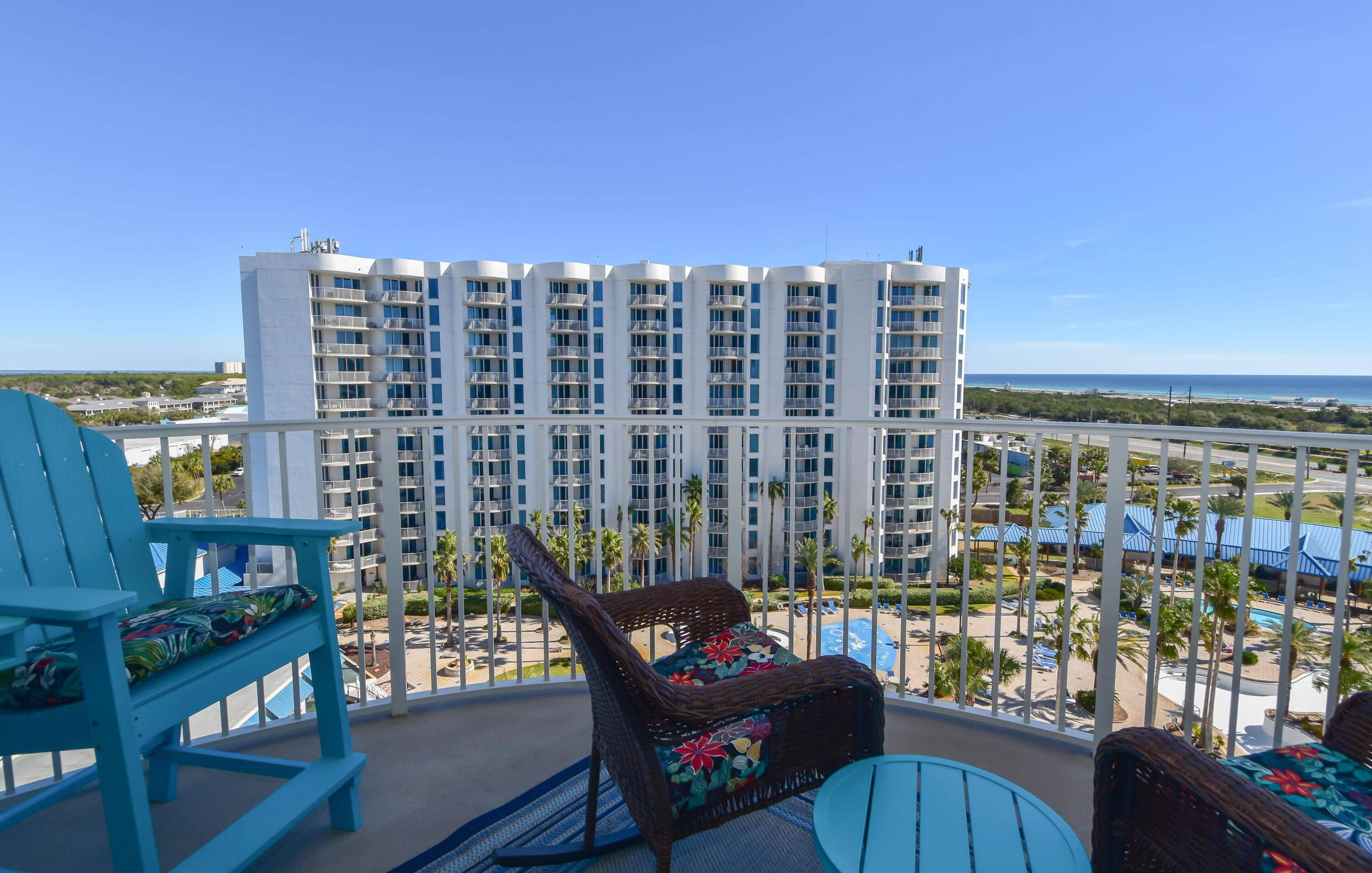 This west end interior unit offers one of the most phenomenal views in the building overlooking the Resorts courtyard of pools, Henderson Beach Park and the Gulf of Mexico. Be sure to check out the photos and virtual tour. Many renovations have been made to this condo including new LVP throughout, new counter tops and backsplash in kitchen and bathrooms, painted cabinets, brand new top of the line furniture from Tuskers, brand new top of the line appliances, new patio furniture to name a few. priced reduced for quick sale