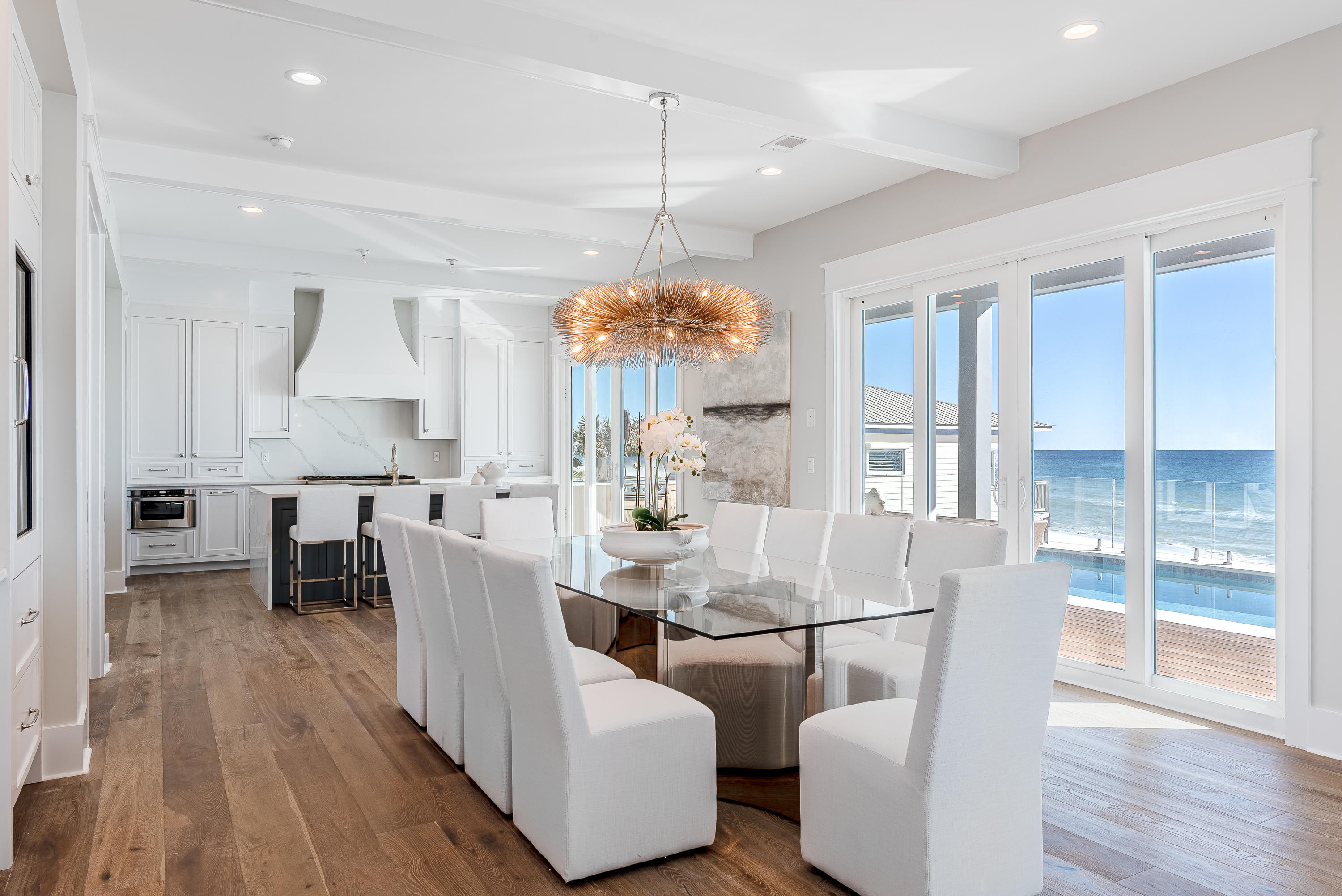 25 Fort Panic Road, a new-build construction on the quieter end of 30a, offers luxury and elegance to the highest degree. 25 Fort Panic is situated on the largest lot in Fort Panic, offering 75ft of prime Gulf frontage. The beautiful views are captured by floor-to-ceiling windows, oversized balconies on each floor, and a gorgeous private swimming pool and sundeck that faces the Gulf. Enjoy the five bedrooms, six bathrooms and large, open-concept living and dining areas that flow together to create a communal space perfect for entertaining. The state-of-the-art kitchen is stocked with cutting-edge appliances and beautiful white countertops and cabinets that complete the modern-meets-coastal design. Perfect as a primary residence, second home, or vacation rental- however, we doubt you'll want to leave once you make 25 Fort Panic Road your home. Enjoy the best 30a has to offer, in this beautiful Gulf-front home. Schedule your showing today.