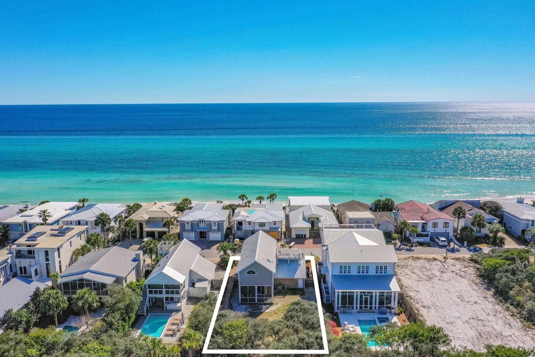 Sand Cliffs on the Gulf is a gated non rental community located on the south side of 30A at the intersection of County Hwy 30A and WaterSound Parkway on the east end of 30A.  Located one house from the Gulf of Mexico. Great care was taken updating the inside in 2021. Home sits on a 45' X 145' lot with endless future potential. Must see to appreciate the quiet beach of Sand Cliffs. Conveniently located near Scenic Highway 30A, enjoy easy access to the restaurants and boutiques in Alys and Rosemary Beaches.