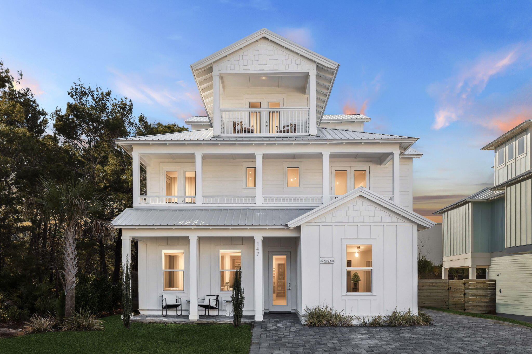 Welcome to 147 Charlotte Avenue, a next to new coastal retreat located within the gated Beach Villas of Frangista Beach. Built in 2021, this eight bedroom, eight bath residence is thoughtfully designed to deliver privacy, comfort, and effortless coastal living at every turn.

From the moment you arrive, the home sets the tone with light filled interiors, an open concept floor plan, and seamless indoor outdoor flow. Natural stone countertops, luxury vinyl plank flooring, and curated finishes elevate the living spaces, while expansive sliding glass doors open directly to the private heated pool and outdoor entertaining area, ideal for gathering after a day at the beach or relaxing poolside in the sun. Each of the eight bedrooms features its own en-suite bathroom, creating private retreats throughout the home. Multiple king suites span all levels, complemented by a custom bunk room designed for flexibility and functionality. Second and third floor balconies offer quiet spaces to unwind, enjoy coastal breezes, or start the morning with coffee in hand.

The home is offered fully furnished and includes a street legal golf cart, making ownership truly turnkey. Thoughtful amenities such as a centrally located laundry room, multiple balconies, and well planned shared and private spaces make this property equally well suited as a primary residence, second home, or high-performing investment.

With strong rental performance already in place ($50k as of Feb 2026), and projected potential up to $220,000 annually, this property presents a compelling opportunity for the next owner to enjoy both lifestyle and income.

Just a short walk from beach access and moments from dining, shopping, and entertainment, 147 Charlotte Avenue delivers location, design, and proven performance in one exceptional Frangista Beach offering.