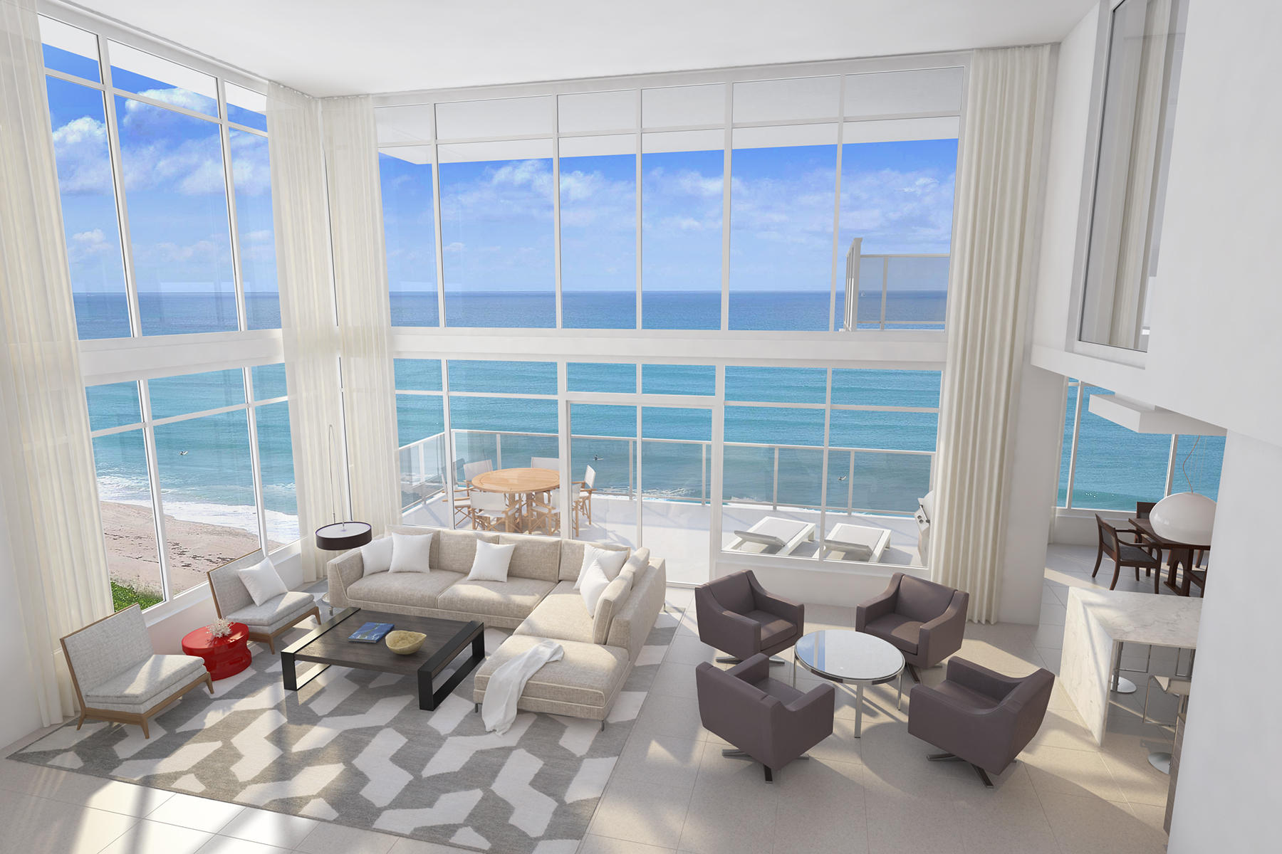 1900 Ninety Eight is Destin, Florida's first Gulf front condominium developed since 2007. This two story luxury penthouse features panoramic view of the Gulf of Mexico from its two story living room with an expansive wall of floor to ceiling windows as well as its two private balconies. The first floor balcony is equipped with an electric grill while the second floor balcony is enjoyed exclusively by the master bedroom. The open plan with clean, flowing lines invites beams of natural light inside. Special to the penthouse is a first floor media room.The penthouse features a private elevator inside the penthouse itself which allows for unparalleled access to each of its exquisitely designed rooms. Interior design elements feature custom cabinetry, quartz and marble countertops, Thermador kitchen appliances, KitchenAid ice maker and wine cooler, and porcelain stone floor tile. This two story, four bedroom, four bath penthouse is truly incredible. Amenities include a rooftop pool, spa, fire pit and state of the art fitness center, along with gated entry, heated and cooled elevator and lobby areas and two levels of parking beneath the residences.
