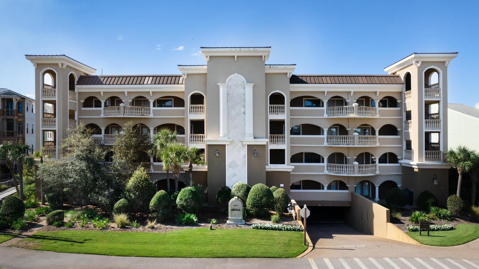 This exclusive, sprawling Andante Penthouse is 4,300 square feet of luxury coastal living - with 4 bedrooms, 4.5 bathrooms, and 570 square feet of gulf front balconies. Amenities include a private theater, in-home fitness room and large office. This private residence is one of only ten exclusive condominiums in this extraordinary complex. This two-level penthouse is located on the 3rd and 4th floors with fully integrated ''Smart House'' technology, allowing you to monitor settings while out of town. Enjoy the pleasures of your own private theater with state-of-the art equipment and a wet bar, appointed with ice maker and refrigerator. This residence features two underground deeded parking spaces located next to the elevator foyer along with a large climate-controlled storage unit. The living room and formal dining room have gulf views with expansive balconies overlooking 240 feet of beautiful private beach. The culinary kitchen is a chef's dream with two Wolf gas ranges, a large temperature-controlled wine storage unit in one of the two separate pantry areas, separate prep and storage area, sub-zero side-by -side refrigerator, and kitchen island with sink. The grand marble staircase leads to your Gulf Front master suite, complete with marble floors, a private balcony, a sitting area with gas fireplace, private bar, and a large private study with custom cabinetry. The luxury bath offers separate custom vanities, a marble shower, and private water closet. The three additional large guest suites with private ensuites will be comfortable for your guests to enjoy. Call today to experience Andante, the ultimate Gulf Front living along the scenic corridor of 30A. Buyer to verify all dimensions.