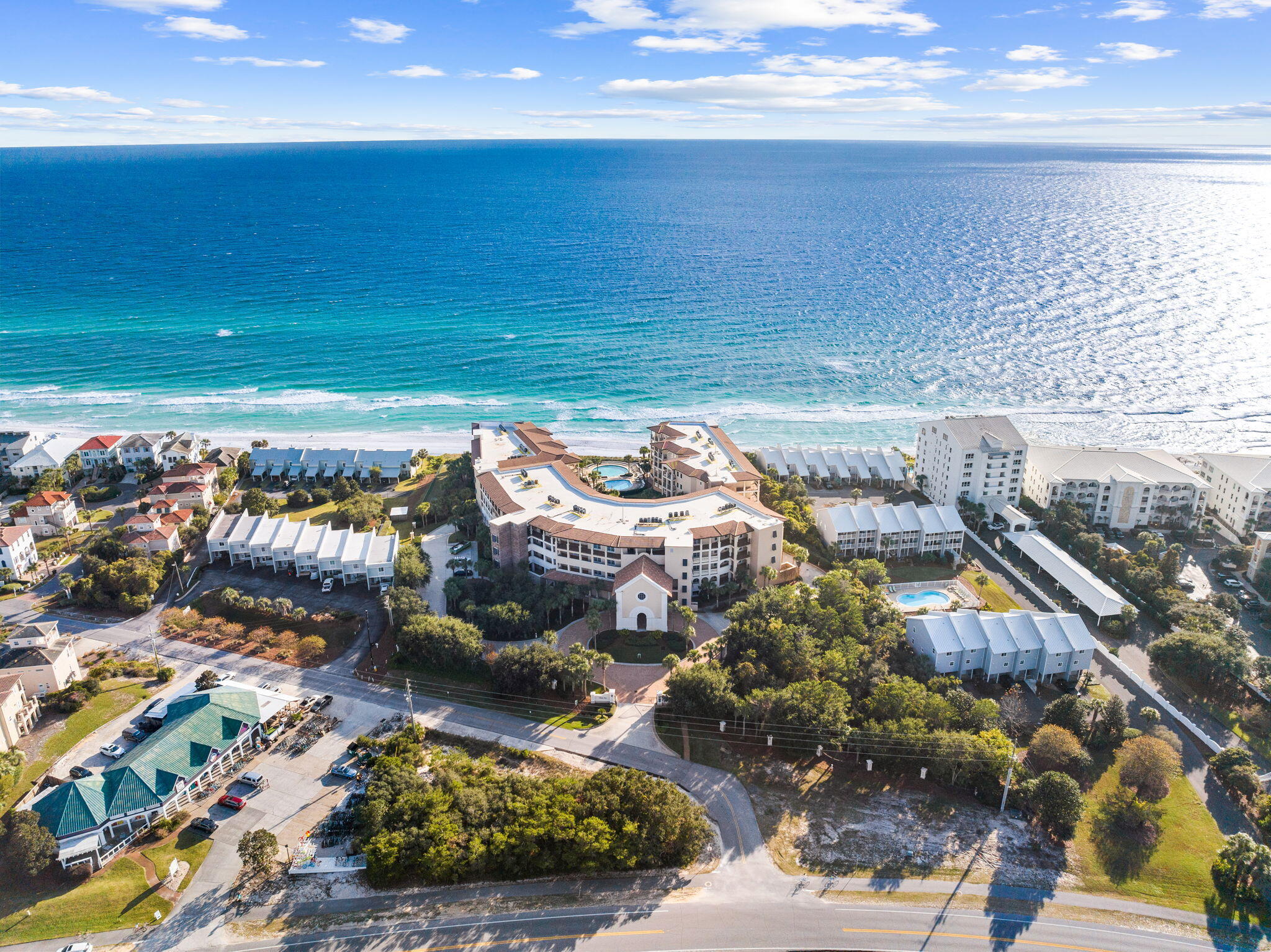 Welcome to beautiful Bella Vita B104 a 2,559 sq. ft. 3 bedroom 3.5 bath first floor residence offered fully furnished in Blue Mountain Beach. This first-floor condominium home affords the convenience to walk right from your main living areas and terrace to the piazza, pools, and beach.  Rising above the Gulf of Mexico on six acres, coastal elegance awaits you in this stunning condominium home overlooking the fountain and picturesque piazza with lushly landscaped gardens and inviting sundecks. The brick-paved walkways lead to 365 feet of uncrowded private gulf front beach.  You find will pride of ownership as Bella Vita condominium is well maintained.  Every residence received all new windows and doors in 2024. Bella Vita enjoys two sparkling swimming pools of which one is heated, the Sunset Deck for gathering and grilling, a true Fitness Center with top-of-the-line work out equipment, ample garage parking, exterior storage adjacent to each residence, four state of the art traction elevators, and Great Hall with kitchen, reading room and library.  Bella Vita's iconic custom fountain is located at the highest point on the Continental US Gulf Rim. Upon entering the foyer of B104 you appreciate the open floor plan which marries the kitchen, dining and living room providing distinct comfortable spaces for entertaining coastal style.  Bella Vita residences are designed to live like a one level beach house. B104 features top of the line appliances with six burner gas cooking, double ovens, Sub Zero refrigeration, built in microwave, hard surface floors throughout, graciously sized ensuite guest bedrooms, and large master suite.  The Master Bedroom Suite lets on to the veranda and offers two walk-in closets and a luxurious bath.  Pride of ownership is reflected throughout Bella Vita as the grounds and condominium are immaculately maintained. Walk to a variety of restaurants, plus a bakery and lunch shop, a health food store, ice cream and donut shop, enjoy an afternoon on the 30A bike path. Get away to the coastal towns minutes away then retreat to your veranda at the end of the day in Bella Vita! Whether you wish to lounge by the pool, relax at the beach, or bike along 30A, the Beautiful Life is waiting for you!