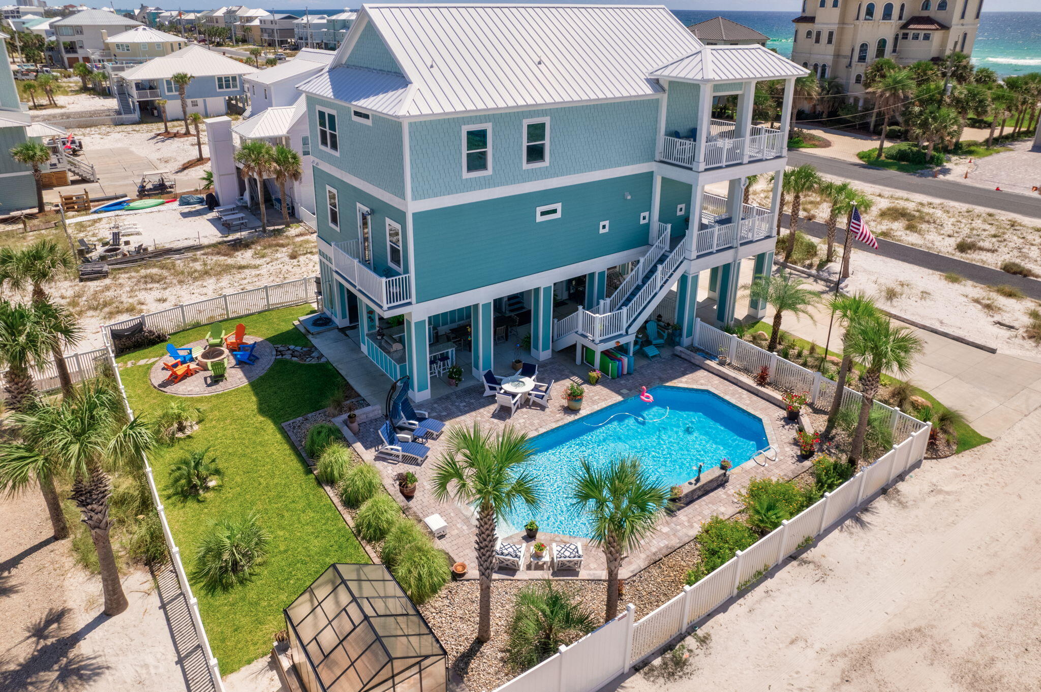Beautiful Gulf views * 4 BR/ 3.5 BA * Pool * Canal access with boat lift * 25 yds to Beach Access, 75 yds to National Seashore * Rated to 180 MPH winds * No HOA Welcome to your dream coastal getaway! Located on the highly desirable west end of Navarre Beach, this gorgeous 4-bedroom, 3.5-bathroom home offers unique luxury, stunning views and the best of both worlds with Sound access via the canal and close proximity to the beach access. Just 75 yards from the undeveloped National Seashore and a mere 25 yards to the public beach access, this property combines privacy with convenience, placing you steps away from the pristine beauty of Navarre Beach. Built in 2022, this 2,948 sq. ft. masterpiece is rated to withstand 180 mph winds, ensuring both safety and peace of mind. The open-concept design features expansive doors that frame gorgeous Gulf views right across the street while multiple extended decks offer perfect vantage points to enjoy every angle of the stunning surroundings from Gulf to Sound. Watch sunrises and sunsets from the comfort of your front porches.
The chef's kitchen is a highlight, boasting exquisite quartzite countertops, top-of-the-line Viking range, and a massive island ideal for meal prep and entertaining guests. A generous walk-in pantry and ample cabinet storage cater to all your organizational needs. Wood look tile flooring and detailed finishes like crown moulding and gorgeous tile backsplashes offer unique touches with durability and warmth that will appeal to the most discerning tastes. All of this set in a soothing, beachy palette and roomy floor plan offers the ultimate space to unwind or to congregate with friends and family.
Convenience is key with an elevator servicing all levels of the house, and the amazing outdoor kitchen with a half bath makes hosting gatherings a breeze. Privacy is ensured with the fully fenced yard. Enjoy days by the pool with Coolaroo shades to create just the right amount of sun protection, then evenings by the firepit on the manicured lawn with well water irrigation. Or explore the Santa Rosa Sound and beyond via the easement to the canal with an existing boat lift for your aquatic adventures. A 30 minute boat ride from your back door will get you to Crab Island or to Pensacola Beach/ Ft Pickens to spot the Blue Angels.
This coastal haven also features a greenhouse for your gardening passions, ensuring that every aspect of luxury and comfort is covered. Perfectly placed outdoor lighting provides the most beautiful highlight in the evenings.
Don't miss this rare opportunity to own a piece of paradise in Navarre Beach.
Contact us today to schedule your private viewing!