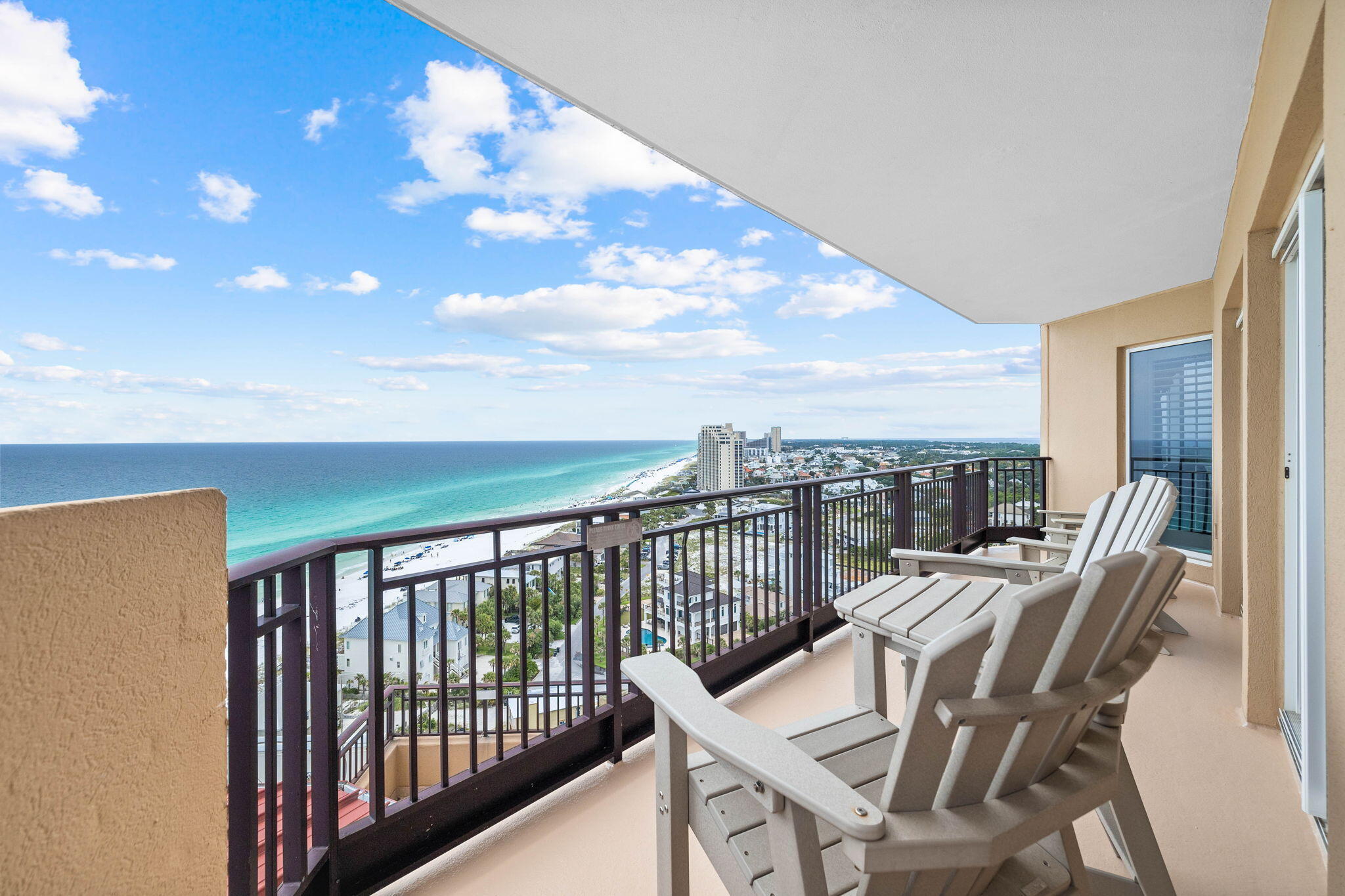 Indulge in serene Gulf views and pristine white sand beaches from the luxury of your own expansive, fully furnished condo on the 17th floor of the prestigious Westwinds in Sandestin. This generously sized unit offers incredible westerly views from every room, allowing you to fully immerse yourself in the mesmerizing coastal beauty of our white sand beaches and glittering emerald waters. This beautiful residence seamlessly combines comfort and elegance, making it a perfect retreat for those seeking a luxurious beachfront lifestyle. Westwinds is a rental capable building, however this specific unit has enjoyed exclusive occupancy without rental activity for the past decade.
Nestled on the southwestern corner of Westwinds, the condo features a spacious private balcony, providing front-row seats to the most spectacular sunsets. All bedrooms are thoughtfully designed with floor-to-ceiling windows, perfectly capturing the stunning Gulf view. The main living area and kitchen boast low-maintenance tile flooring, enhancing the convenience and ease of living.

Westwinds delivers a tropical resort feel with its lush amenity area, including a large heated year-round outdoor pool, kiddie pool, hot tub, and soothing waterfall features. Relax by the pool with the private tiki bar and grill, open during the summer, or enjoy refreshments at the outdoor café. The building also houses a well-appointed fitness center and a convenient meeting rooms for small conferences or family reunions. With deeded beach access, you can easily step onto the pristine sands and soak in the sun.

Sandestin Golf and Beach Resort, encompassing over 2,400 acres from the beach to the bay, offers abundant amenities. Enjoy four championship golf courses, fifteen world-class tennis courts, a full-service 226-slip marina, and scenic biking and hiking trails. Indulge in celebrity chef dining and shopping at The Village of Baytowne Wharf, Grand Boulevard, and the Market Shops of Sandestin. The resort also features a full-service spa, ensuring a perfect balance of relaxation and activity.

Inside the gates of the resort, everything is accessible by golf cart or bicycle, interconnected by miles of pedestrian, bike, and golf cart paths. These paths weave through groves of live oaks, natural lagoons, fountains, man-made lakes, and meticulously landscaped fairways, offering a serene and picturesque environment.