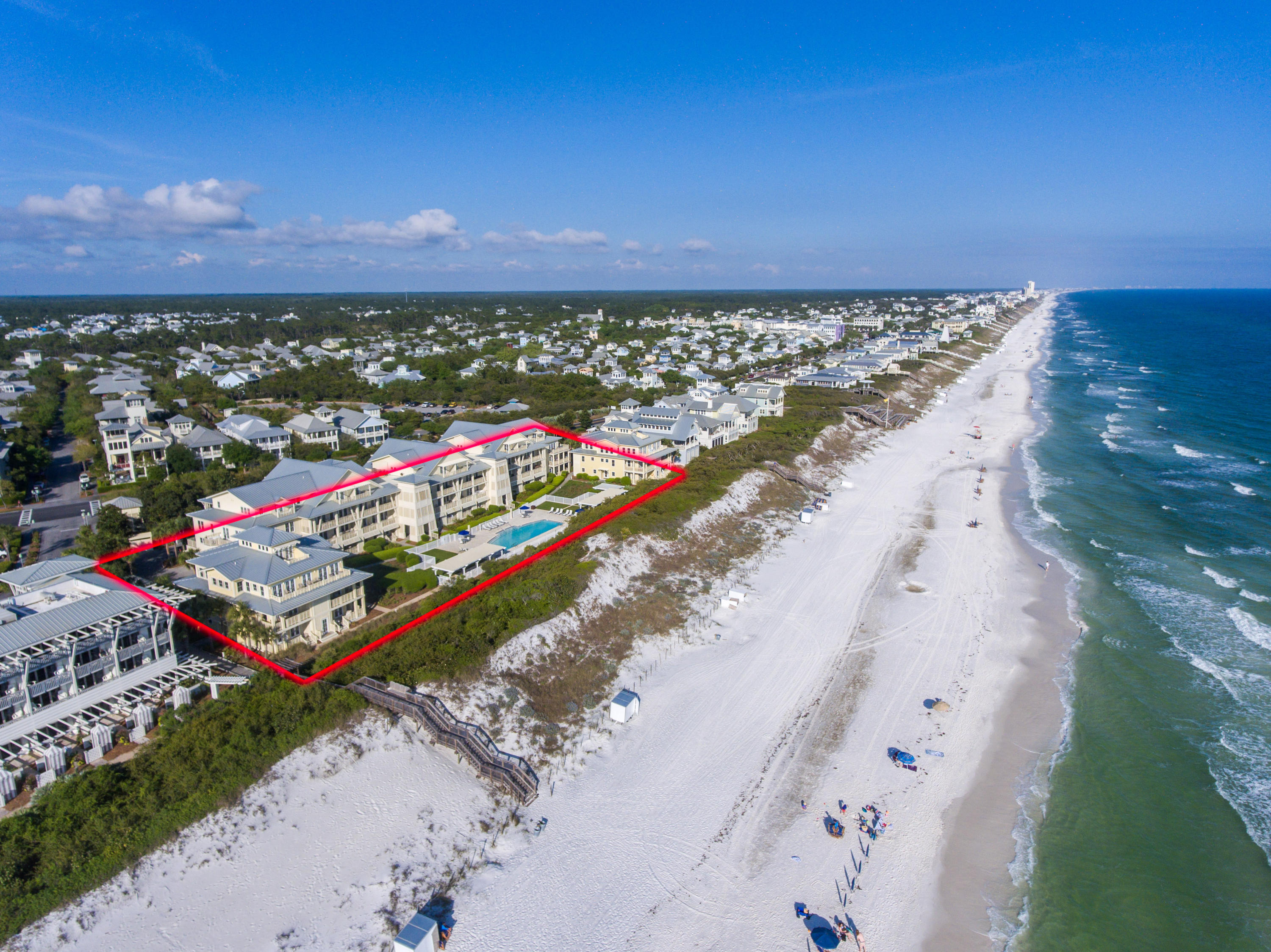 Located in the luxury beach community of WaterColor, this gorgeous two story Gulf front condominium offers panoramic views of the Gulf of Mexico from almost every room in the home. With a desirable location just -1/4 mile from Seaside, an expansive open layout and plentiful outdoor space, it's easy to see why this condo is truly a must-see. The spacious kitchen with a breakfast bar and dining area flow seamlessly into a large living area which offers views of the Gulf framed by French doors leading to a covered balcony. This condo is ideally suited to serve as a second home or rental property. In addition to stunning views of the beach, this home features terraces overlooking a private swimming pool. With its close proximity to the WaterColor Inn and the WaterColor Beach Club, owners and guests can easily access both amenities as well as local boutiques and eateries.