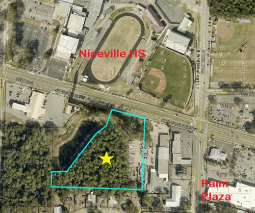 Commercial development opportunity on John Sims Pkwy across from Niceville High School! This 4.79-acre parcel is zoned C-1 and has a traffic count of 38,000 vehicles daily. There is a ground lease with Interior Exterior Building Supply on the southeast corner of the parcel and a Lamar Billboard ground lease, however, both have termination clauses if the property is sold and the buyer is not interested in assuming the leases. The City of Niceville has an access easement to their adjacent stormwater property. Notify listing agent prior to an onsite viewing of the property. ALSO AVAILABLE FOR GROUND LEASE, IF PREFERRED.