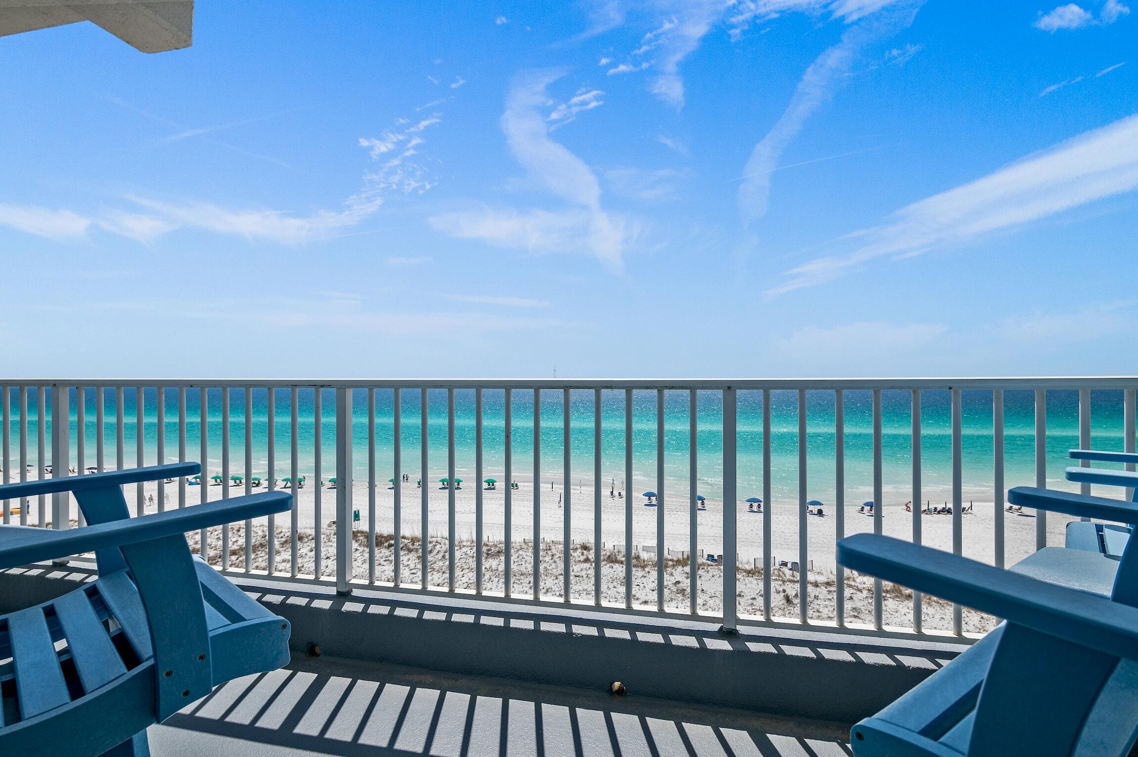 Views, Views and More Views.

Now a RARE Opportunity for a large Condo on the EMERALD COAST!    The Inn at Crystal Beach #501, located in the heart of Crystal Beach, overlooks the Gulf of Mexico and offers breathtaking beach, sunrise and sunset views from two private balconies! This property is 3161 square feet with 6 bedrooms, and 4 baths, providing plenty of space for large families and friends to enjoy! 
As you enter this unique condo, you'll find an extremely large living area that seamlessly blends with a dining room and an open-concept kitchen with bar seating as well as a second smaller gulf front living area.  This ample living space is all designed to embrace the stunning views of the sugar-white sands and turquoise Gulf waters. This large condo offers 2 master suites, each with an ensuite bath with a tub and separate shower, as well as 4 additional bedrooms that share 2 additional guest bathrooms.  A wet bar with wine cooler and ice maker as well as a laundry area add to the amenities in this unit.  This unit could be rented as a 3 bedroom or a 6 bedroom.  With some minor renovations it could be updated to a 3 bedroom and a 2 bedroom, or rented as a 5 bedroom.  Quotes available to facilitate this option.  

The Inn at Crystal Beach, features a 400 foot private beach with seasonal beach service. The amenities continue with a friendly staff at the 24 hour front desk, Soleil, a casual fine dining onsite restaurant,  a Gulf front fitness room, and a Gulf side pool and hot tub, ensuring you'll be immersed in the finest resort-style experience.

Whether you're looking for a serene retreat or a place to host unforgettable gatherings with friends and family, Inn at Crystal Beach #501 offers everything you could desire.
Don't miss this rare opportunity to own a piece of paradise. Square footage and details may vary; prospective buyers should verify all essential information. Schedule your private tour now and step into a world of unparalleled luxury and coastal enchantment.

BUYER to verify all dimensions and pertinent information.