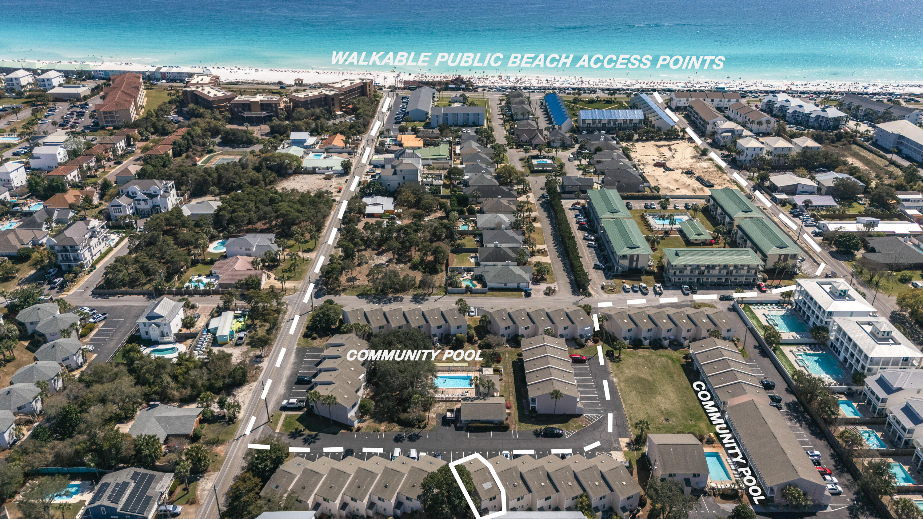 Woodland Shores Townhome unit 27 is located in beautiful Destin/Miramar Beach Florida with a short stroll to the beautiful beaches.  This unit would make a great second home or vacation rental.  Ground floor living area with beautiful tile floors, fresh paint and upgraded lighting throughout. Exceptional kitchen with upgraded appliances, granite countertops and plenty of storage makes it the perfect kitchen to host family get-togethers. Upstairs you will find two bedrooms each with their own En Suite bathroom. The primary bedroom has an upgraded bathroom with a beautiful vanity and tiled walk in shower.  Upstairs you will also find skylights allowing in lots of natural light. This unit is the perfect Destin Beach getaway.   The community has two swimming pools, community room and tennis court. The grounds are well maintained, lush and beautiful with two reserved parking spaces right in front of the unit. Woodland Shores 27 has everything you need for a relaxing beach getaway.