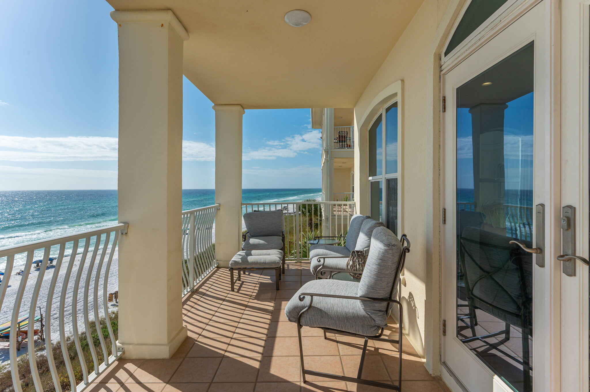 COMPLETE RENOVATION AND SOLD FULLY FURNISHED!  One of the most desirable gulf front locations on 30A...The Villas at Santa Rosa Beach.  Unit B302 was recently meticulously renovated with new flooring, cabinets, appliances, and fixtures.  The kitchen features quartz countertops, a stunning natural shell backsplash, white cabinets with seed glass inserts, all stainless steel appliances...perfect for a beach home. The open & spacious floor plan is bathed in an abundance of natural sunlight. Enjoy gorgeous sunsets from your gulf-front balcony or step out to the beach or the gulf-front pool. This unit is perfect for those family beach getaways or for the savvy investor looking for a wonderful rental income producing property. Enjoy all the amenities of Gulf Place located across the street. Buyer to verify all measurements and dimensions.