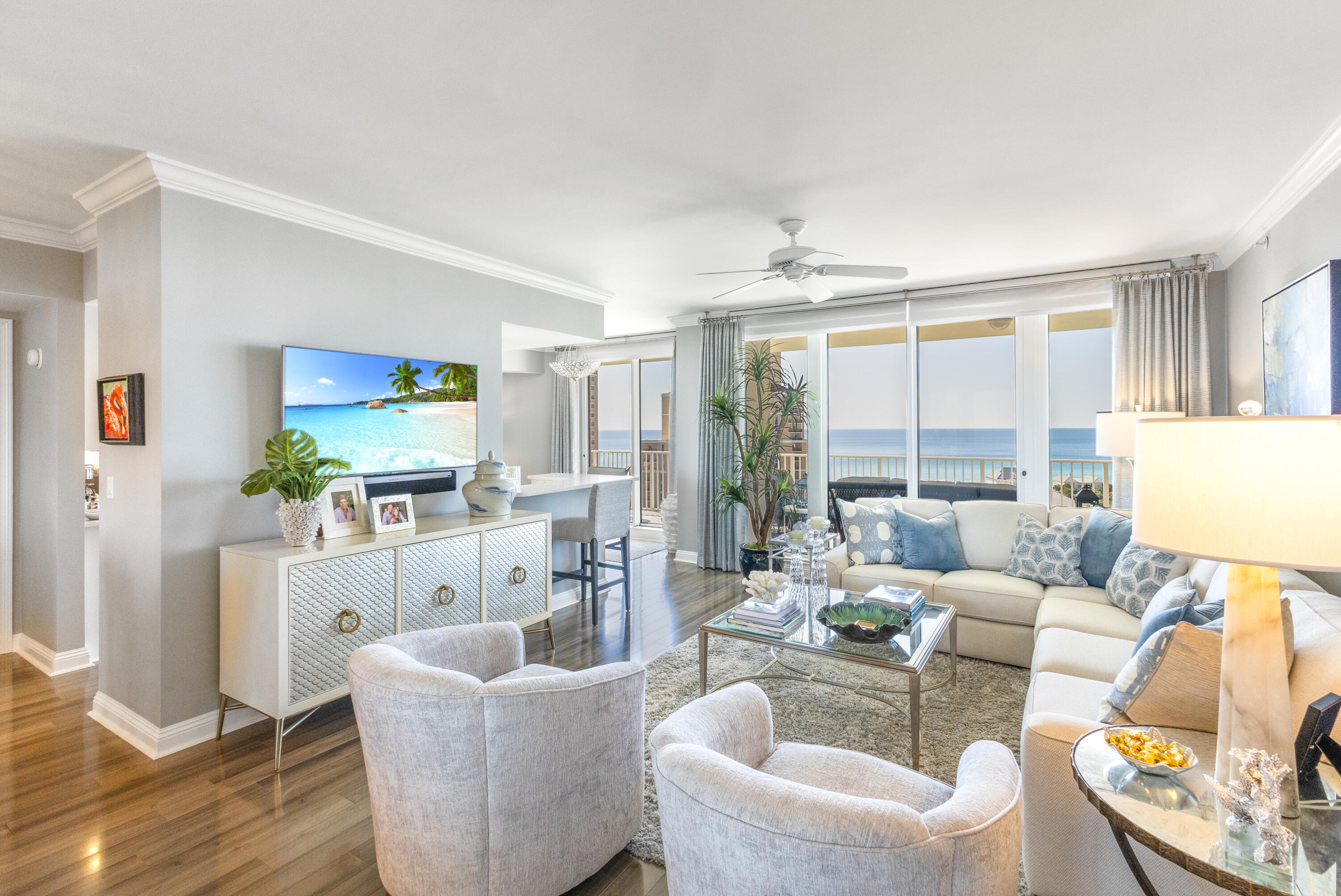 Enjoy expansive Gulf views from this beautifully renovated 12th-floor, two-bedroom, two-and-a-half-bath condo at One Beach Club, a gated community within Sandestin Golf & Beach Resort. The residence features hardwood-style flooring, a redesigned kitchen with new appliances, updated bathrooms, and modern lighting throughout. Floor-to-ceiling windows in both bedrooms provide abundant natural light and stunning Gulf views. One Beach Club is a rental-restricted community offering guest suites, a lagoon-style pool with spa and outdoor kitchen, fitness center, media room, and social room. Owners also enjoy access to the private Beach Club nearby. Includes designated parking and additional storage. One Beach Club Drive offers unmatched amenities including a gated entrance, garage parking, tennis courts, fitness center, media room, outdoor kitchen, and entertainment lounge. All One Beach Club Owners are members to the Exclusive Beach Club.

As an introduction to the Sandestin lifestyle, we invite our new owners to explore amenities that make Sandestin special. The listing brokerage and seller(s) are presenting the buyer(s) of this property with (2) 90-minute rounds of Tennis court time, a golf foursome at one of our three championship courses, and a round of golf for up to four (4) players at the unrivaled Burnt Pine Golf Club.

Sandestin Golf and Beach Resort features more than seven miles of beaches and pristine bay front, four championship golf courses, 15 world-class tennis courts, a 226-slip marina, a fitness center, spa and celebrity chef dining. Shop, dine and play at the charming pedestrian village, The Village of Baytowne Wharf and more. Inside the gates of the resort, residents enjoy a balanced lifestyle of high-class living, spanning the 2,400 acres from the beach to the bay. Everything within the gates of the resort is accessible by golf cart or bicycle. The entire resort is interconnected by miles of pedestrian, bike and golf cart paths that weave through groves of live oaks, meandering past natural lagoons, fountains, man-made lakes, and meticulously landscaped fairways.