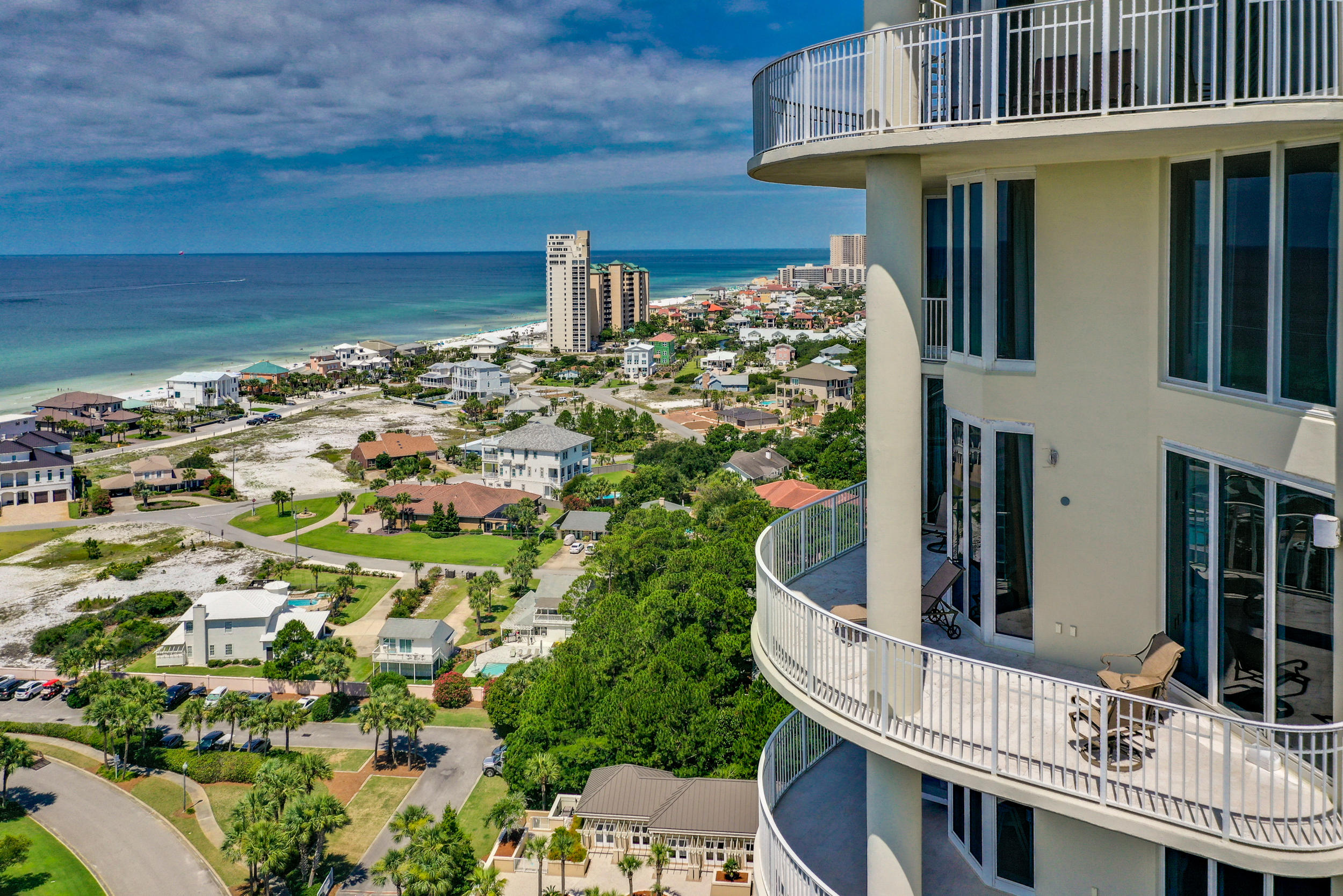 This luxurious penthouse property stands above the rest with a two car garage, and private pool side cabana making it one of the most sought after properties on the Emerald Coast. The Gulf views from this two-story penthouse condo in Sandestin's exclusive, gated, non-rental community of One Beach Club Drive are breathtaking. The spacious living room with vaulted 25 foot ceilings allows for ample sunlight to pour into the condo. Sliding doors from the living room lead out to the deep balcony overlooking the emerald waters of the Gulf of Mexico. The gorgeous floors with unique bamboo inlay welcome you into your FIVE bedroom five and a half bathroom penthouse. A Walking up the grand staircase or entering from the 20th floor doorway, the second floor has the master suite and two other bedrooms. This two-story penthouse has approximately 1,000 square feet of lanais. The Sandestin Beach Club is right next door allowing for easy trips to the beach. Plus, the private, two car garage with storage will ensure you'll have room for your cars and beach supplies. One Beach Club's exclusive amenities include a large lagoon pool, two tennis courts, a fitness center, a media room, a poolside grilling area, a meeting/social room with game tables and a kitchen. All square footage and room dimensions are approximate and should be verified by the buyer.  
2021 Quarterly assessments are $5,811.93. There is also a cabana with this property which is $280.73 quarterly & $320 Quarterly to Sandestin Owners Association (SOA).
