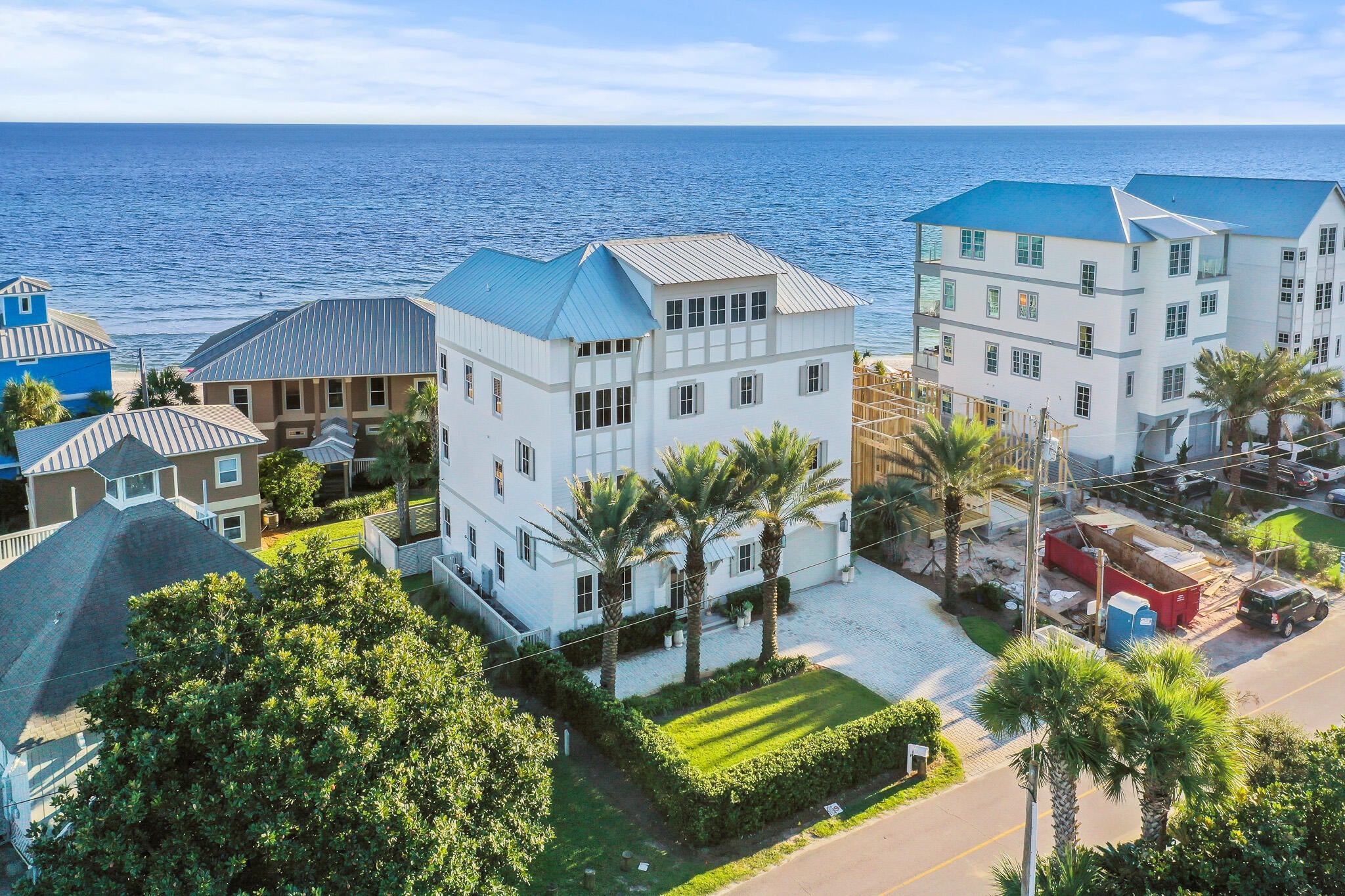 Incredible Gulf Front home located in the heart of Inlet Beach, 281 Pompano was built with intention and elegance.  The interior and exterior designs reflect this, with beautiful and innovative designs combining the stunning Gulf views with the height of luxury living. 281 Pompano initially greets you with beautiful stone walkways sprawling with palm trees. An inviting salt-water pool captures maximum sunlight and is heated for night and wintertime enjoyment. The main living area, located on the second floor, will stun you with expansive views of the emerald Gulf waters.

The second floor also includes a separate dining room, with enough seating for 10, and a gourmet kitchen stocked with cutting-edge La Cornue Range, custom cabinets, and Butler pantry. The kitchen also features a built-in Buyer to verify all information and dimensions. Information is deemed reliable but not guaranteed.