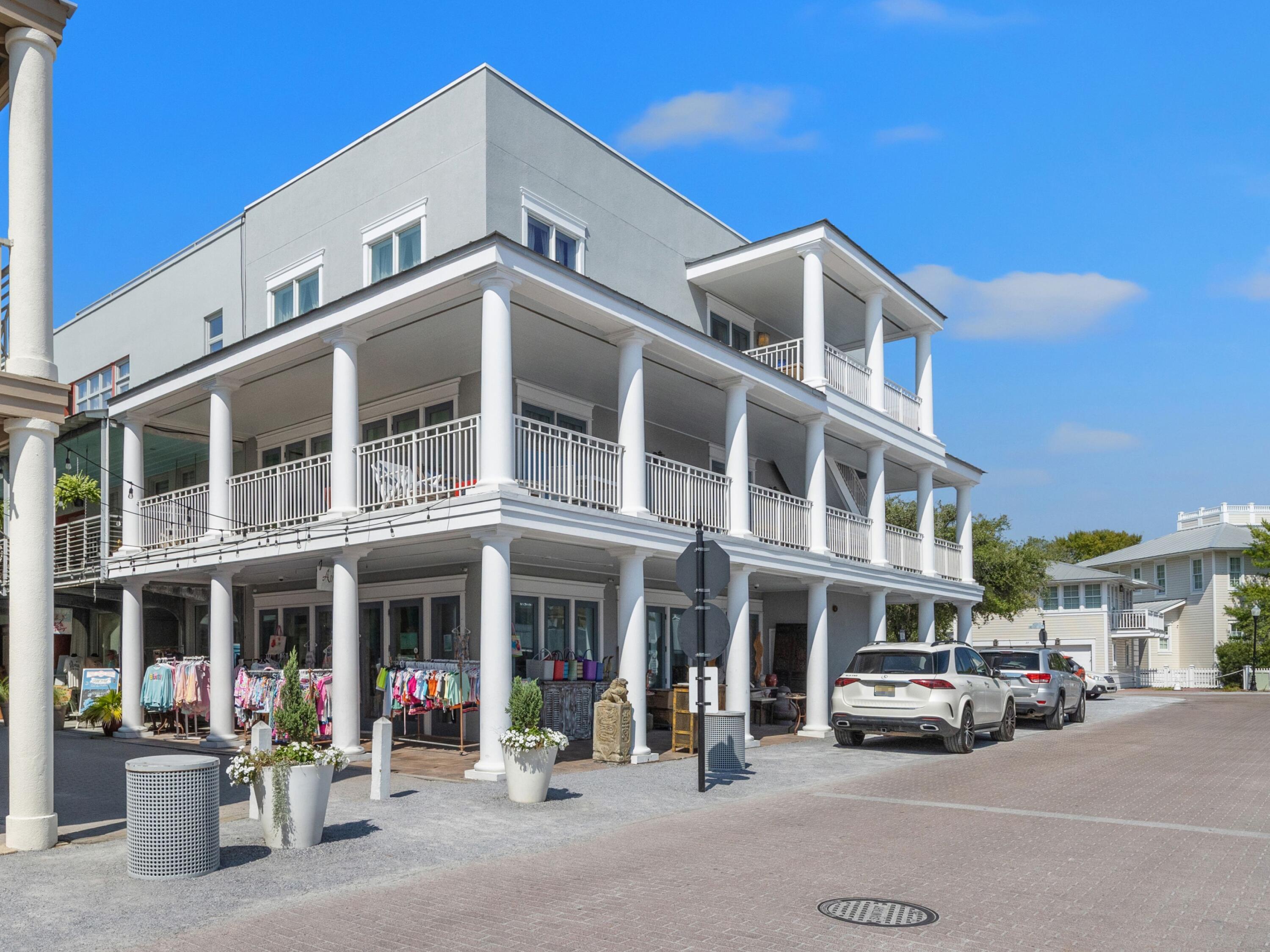 Welcome to the heartbeat of Seaside, Florida, where this dynamic commercial/liv- work building offers three avenues of income. On the ground floor, profit from the bustling energy of foot traffic with a prime commercial space currently occupied by a thriving business owned by the seller. Looking to make it your own? The seller is open to continuing a lease agreement or vacating, providing flexibility for your entrepreneurial dreams. Above, discover two separate short-term rental apartments, each offering a slice of Seaside's charm and generating over $191,000 in revenue. Picture yourself relaxing on the rooftop terrace, soaking in 360-degree views of Seaside, Florida, and the Gulf of Mexico. Whether you're an investor seeking lucrative returns or a business owner ready to make your mark in this iconic village, this property holds endless potential. Don't miss this opportunity to be part of the vibrant pulse of the Early Morning Hour District in Seaside's Ruskin Place Art District.
