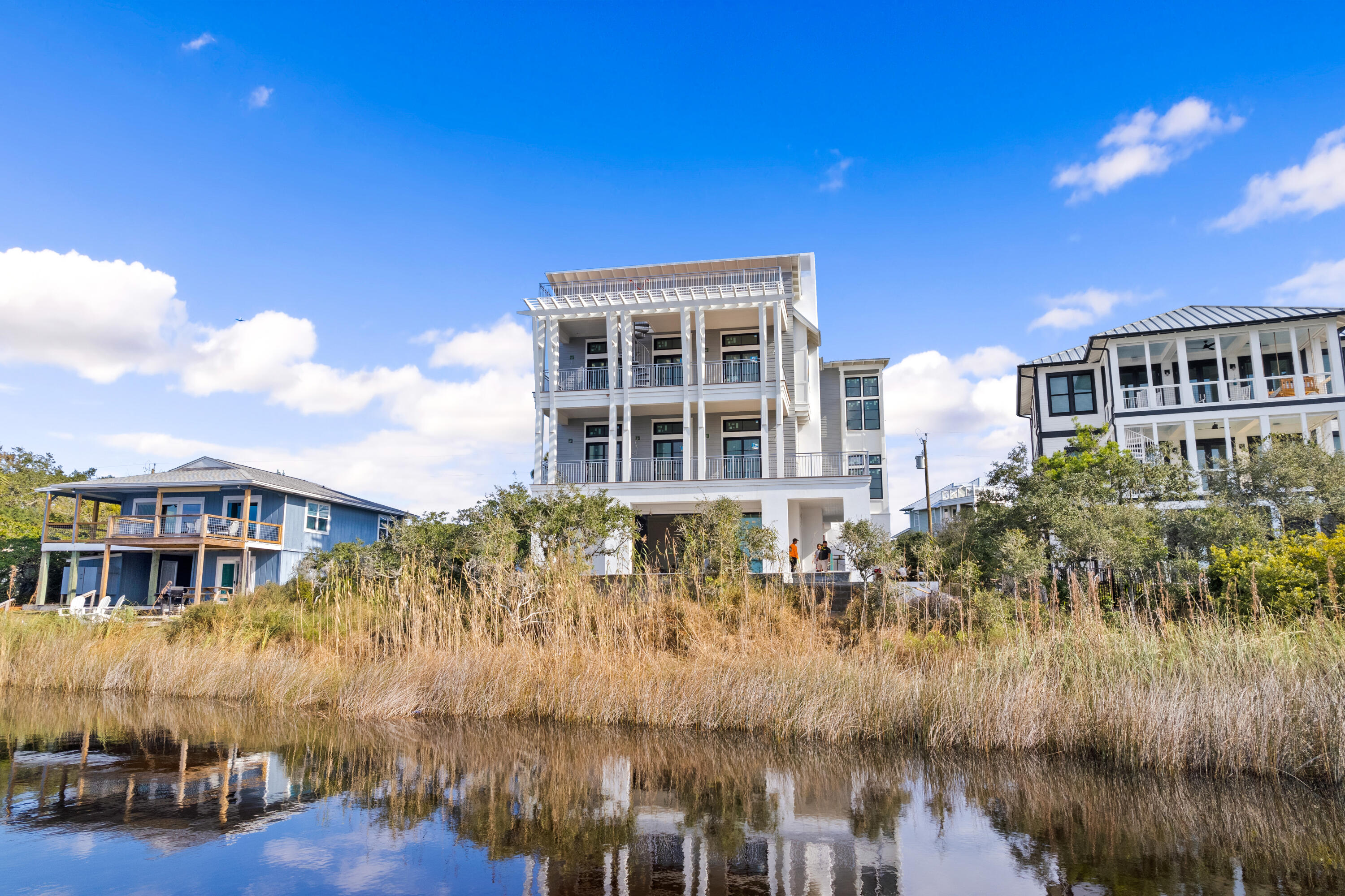 Perfectly positioned in Seagrove Beach along 30A, this compelling new construction opportunity sprawls along 75' of Eastern Lake frontage framed by the picturesque landscape and idyllic Gulf views. Designed by the acclaimed team at Geoff Chick & Associates, the floorplan encompasses over 5,600 square feet of expertly planned living space spanning three levels interconnected by both stairs and an elevator.

The cantilever roofing, expansive window walls, and articulation of exterior lines expose an especial modern flair while holding true to the coastal design. Upon entering the first floor you are greeted by a living area with summer kitchen and direct access to the outdoor oasis with oversized pool, hot tub, and private dock. The second floor is home to the main suite and four additional bedrooms with ensuites. The main suite features porch access, a large walk-in closet, an office area, and a tranquil ensuite boasting both a soaking tub and custom tiled shower.

Poised on the third floor, the main living area, dining room, and chefs kitchen showcase the breathtaking views while providing a space designed around entertaining and family gatherings. Three additional bedrooms with ensuites complete the third floor.

Views of the majestic coastal dune lake, white sugar sand beach, and turquoise hued waters can be appreciated throughout the 2,400+ square feet of porch areas which seamlessly transition from the indoors creating a true continuation of living space.

Seagrove Beach is ideally centered within minutes of the iconic town centers and world class dining and entertainment venues found along 30A. Impressive rental income potential coupled with the ample amenities and features often only found in primary residences make this a unique opportunity for investors and full-time residents alike. Inquire today and discover the luxurious coastal lifestyle that awaits.