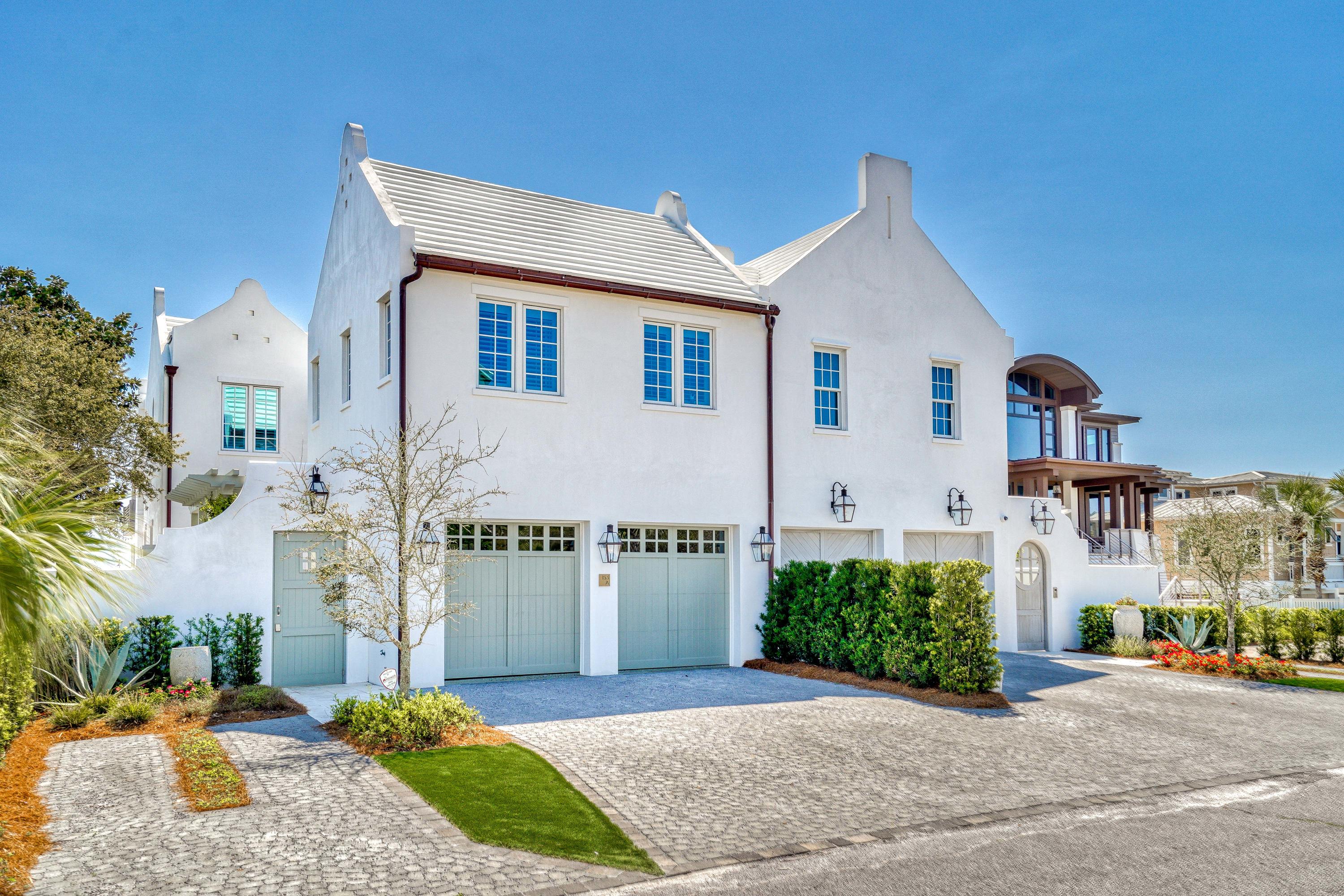 Located in gated Camp Creek Lake between Watersound and Alys Beach the gate to your Private Beach Retreat welcomes you into an entry Garden Courtyard with a sparkling tiled fountain . Coastal sophistication defines this 5BR/5.5BA gulf front with nearly 4,700 sqft and 90' of beach frontage. French doors off the kitchen open to a second courtyard with swimming pool. Discover stunning design coupled with outstanding craftsmanship. The interiors glisten with light on the venitian plaster walls, coffered wood ceilings and arched entryways welcoming you into the expansive living and dining spaces made even more spacious by a full EuroWall Folding Glass System that opens to a beachfront den with a second EuroWall that opens to the gulf. Ask for the list of features. Nothing is missing. This is it The Devonshire is a private 2 unit condominium with stunning design coupled with outstanding craftsmanship with highlights including concrete construction with a Geopier foundation system, concrete roof tiles, hurricane windows and doors, and IPE decking. Entertain effortlessly with the gourmet kitchen featuring custom white cabinetry, commercial-grade Wolf and Sub-Zero appliances, a large center island, quartz countertops, and striking geometric tile backsplash. Find wet bars in both the living room and the gulf front den for added convenience. The first floor has a bedroom and ensuite bath. Upstairs available by the grand stairwell or by elevator you will find your private master suite.  First enter a large sitting room complete with a coffee bar and kitchen center icluding an icemaker, refrigerator, and sink. To complete your master wing is  the spa like bathroom with a large multiple head shower and freestanding tub and direct access to a large 26 x 21 covered gulf front porch with  fireplace and spectacular gulf views from sunrise to sunset. Three additional guest rooms, the first a king bed guest suite,one a bunk room with four built-in bunks and one currently used as an office are also located on the second level along with a secondary living room space for children and guests to gather. French doors from the kitchen connect to the pool courtyard with ample room for lounging while a private IPE beach walkover leads directly to a pristine and breathtaking beachfront. Additional home highlights include an elevator, two indoor fireplaces, two laundry areas, four HVAC units, two tankless water heaters, Centralized Control4 automation for audio/video, a home security system, a two-car garage and much more.
 
Located on 30A's coveted East End, this luxury duplex provides the finest in gulf front living in a premier location with privacy and uncrowded beaches yet minutes from activities, dining, and shopping in neighboring communities such as Alys Beach and Rosemary Beach. Offered in immaculate condition, this property is move-in ready and sold furnished.  There is an exclusion list of items which will not convey with the home.
