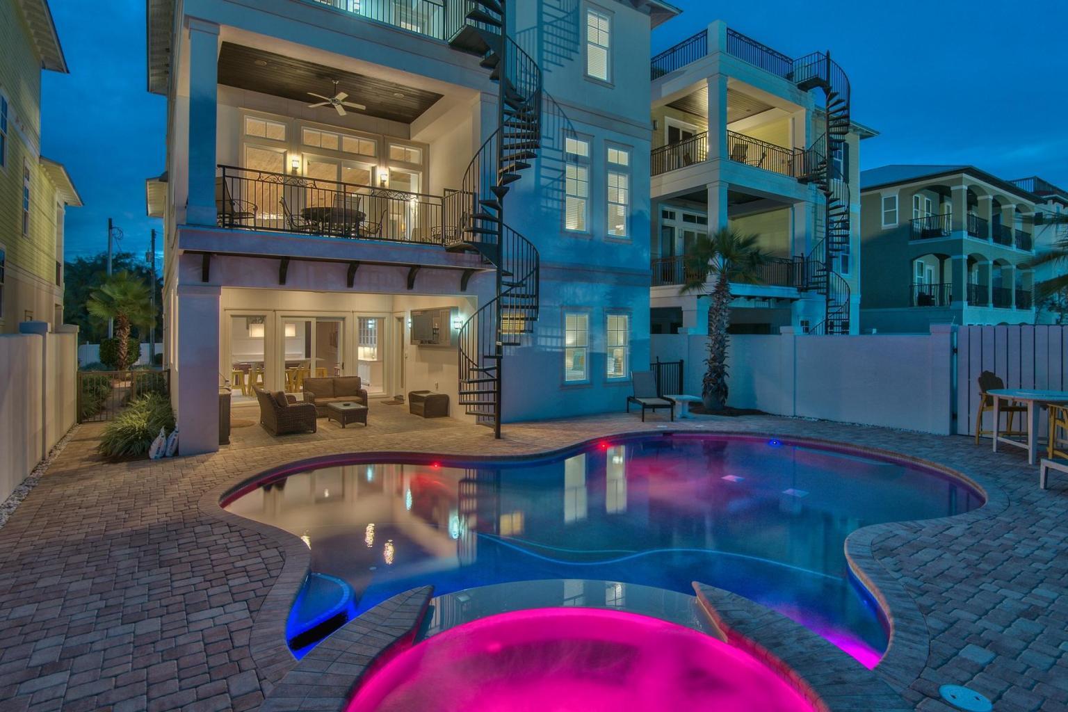 This beachside luxury rental machine resides within the confines of Miramar Beach's most select neighborhood, Frangista Beach. With over $290,000+ in gross annual rental history, investment stakeholders are presented with an unprecedented income-producing opportunity. This refined dwelling is configured with seven bedrooms and six full bathrooms. Accommodated by an expansive open floor-plan and elevator, the home's visitors will embrace the five spacious king and three ample guest suites, adorned in luxurious dcor and cypress-paneled ceilings, that provide access to private balconies in the front and rear of the residency. The balconies are connected to the pool/lanai by an exterior spiral staircase, as well as the rooftop deck which stands encompassed in a panorama of the Gulf. The opulent kitchen features Terrazzo countertop, custom cabinetry, stainless Viking appliances, and an oversized center island. Adjacent to the kitchen, the spacious living room delivers an optimally seated venue for entertainment and congregation. The expansive coastal
outdoor entertainment area features a resort-style pool and spa, while the sense of a secluded tropical oasis is protected by a concrete-block privacy wall. 80 Miami Street is situated steps from a
deeded beach access point and the serenity of the Gulf of Mexico.
Watch the video tour at https://www.youtube.com/watch?v=JMWpo91Mm0w