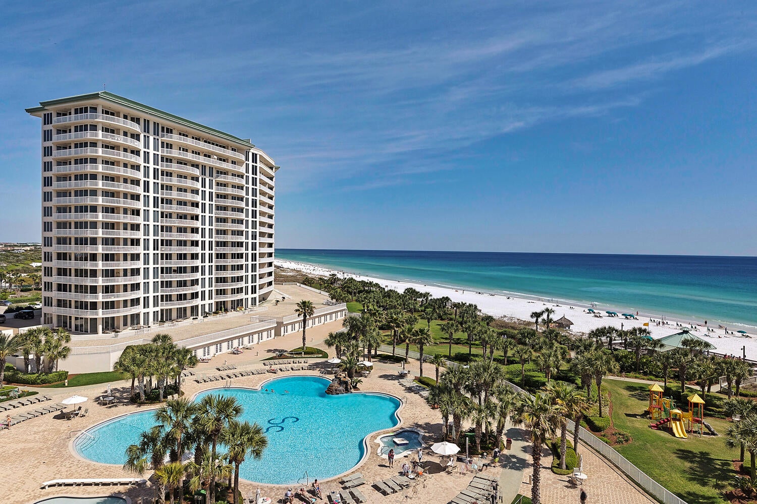 This 15th floor Gulf front corner penthouse is beautifully appointed with views from every room. A semi-private elevator whisks you to the penthouse level and opens directly into the foyer.  Step into the condo through elegant mahogany and glass double doors.  Be wowed by the gleaming hardwood floors, elegant chandeliers, upscale finishes and soaring 11 ft. ceilings.  With floor to ceiling windows all around and terrace access from every room, you can see in all directions and experience both gorgeous sunrises and sunsets.  This 3000 sq. ft. condo with 3 bedrooms/3 ½ baths has a master suite to die for.  The bedroom is enormous with his and her bathrooms and walk-in closets located on opposite sides of the suite. Both guest bedrooms have en suite baths.  The kitchen is well appointed with updated countertops, cabinets and appliances.  This penthouse floor plan was built to allow for a separate den/study which the current owners are using as their dining room. In addition, the penthouse is sold with a 2 car garage and a poolside 200 sq. ft. cabana with half bath only steps from the beach.  St. Thomas is an exclusive rental restricted building located on the 27+ acre resort of Silver Shells and is border by the pristine Henderson Beach State Park.  In addition to the St. Thomas private pool, additional amenities include, grill area, the lagoon pool with another hot tub and kiddie pool, playground, loads of greenspace for walking you dogs.  Silver Shells is gated and guarded 24/7 and located on property is Ruth's Chris Steak House, Silver Shells Day Spa and The Sand Bar on the beach. Incredible restaurants, upscale shopping and entertainment venues are nearby.  Call for your private showing today!
